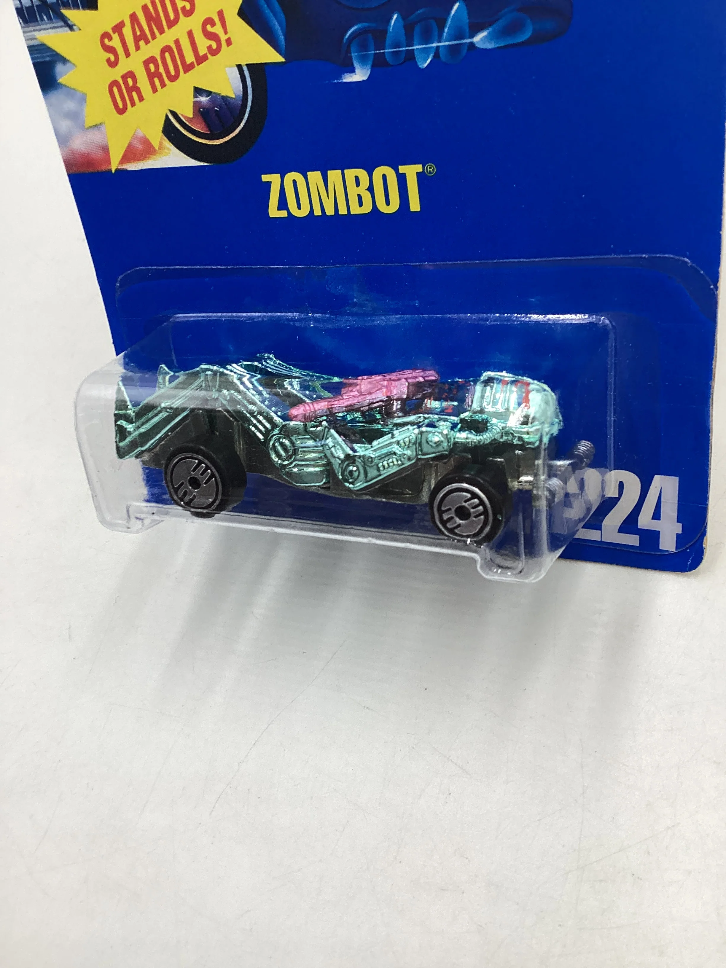 Hot Wheels Blue Card Collector No. 224 Zombot Light Blue UH Chrome Wheels 240G - Image 4