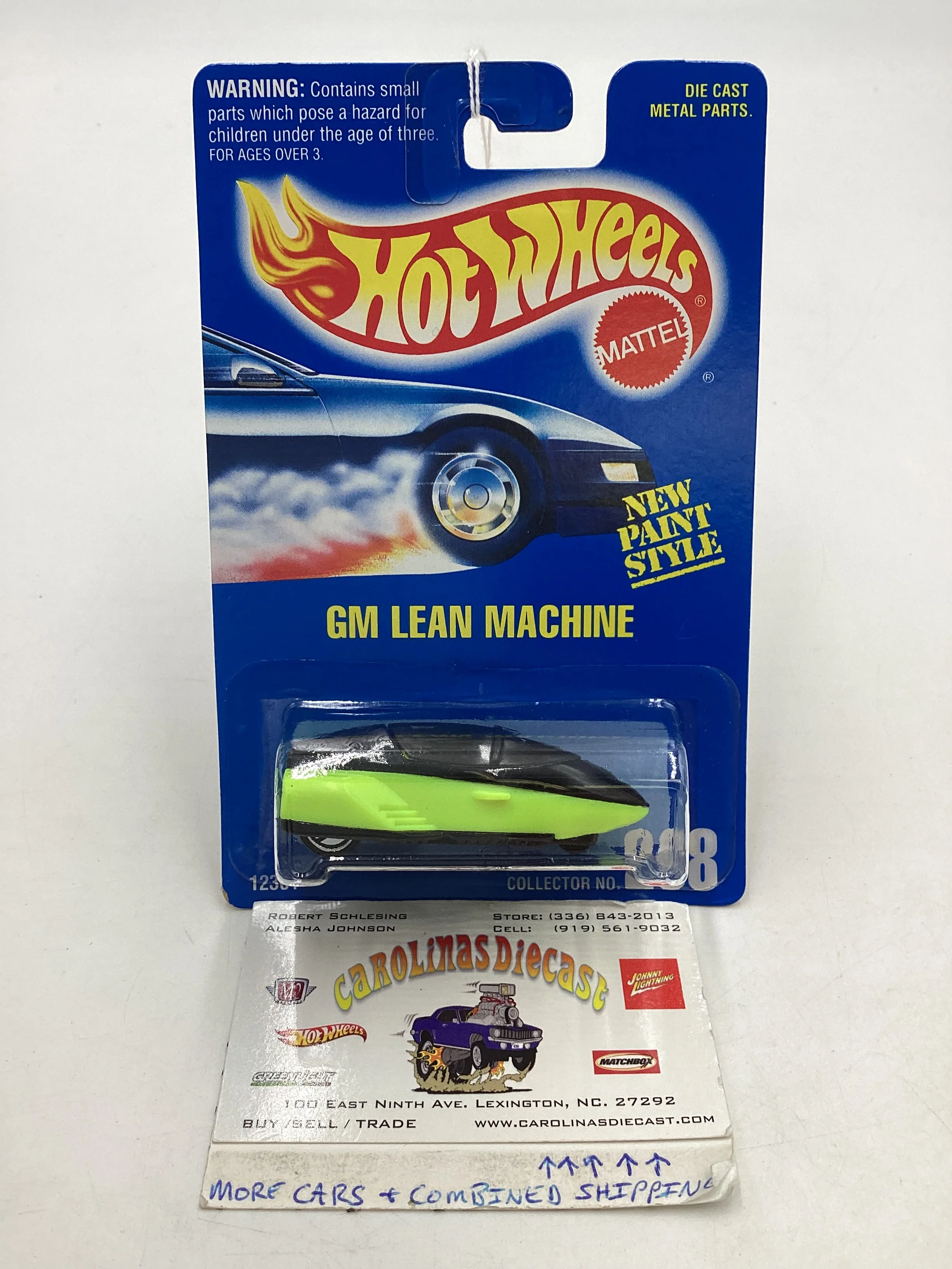 Hot Wheels Blue Card Collector No. 268 GM Lean Machine Green UH Chrome Wheels 237H