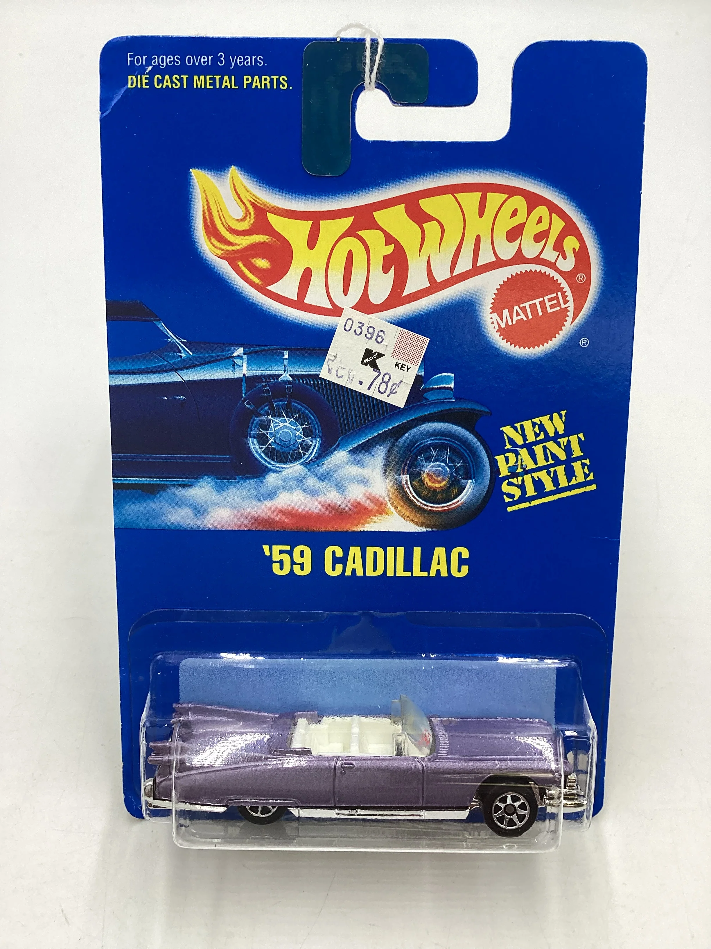 Hot Wheels Blue Card Collector No. 266 59 Cadillac Purple 7SP Chrome Wheels 239F - Image 2