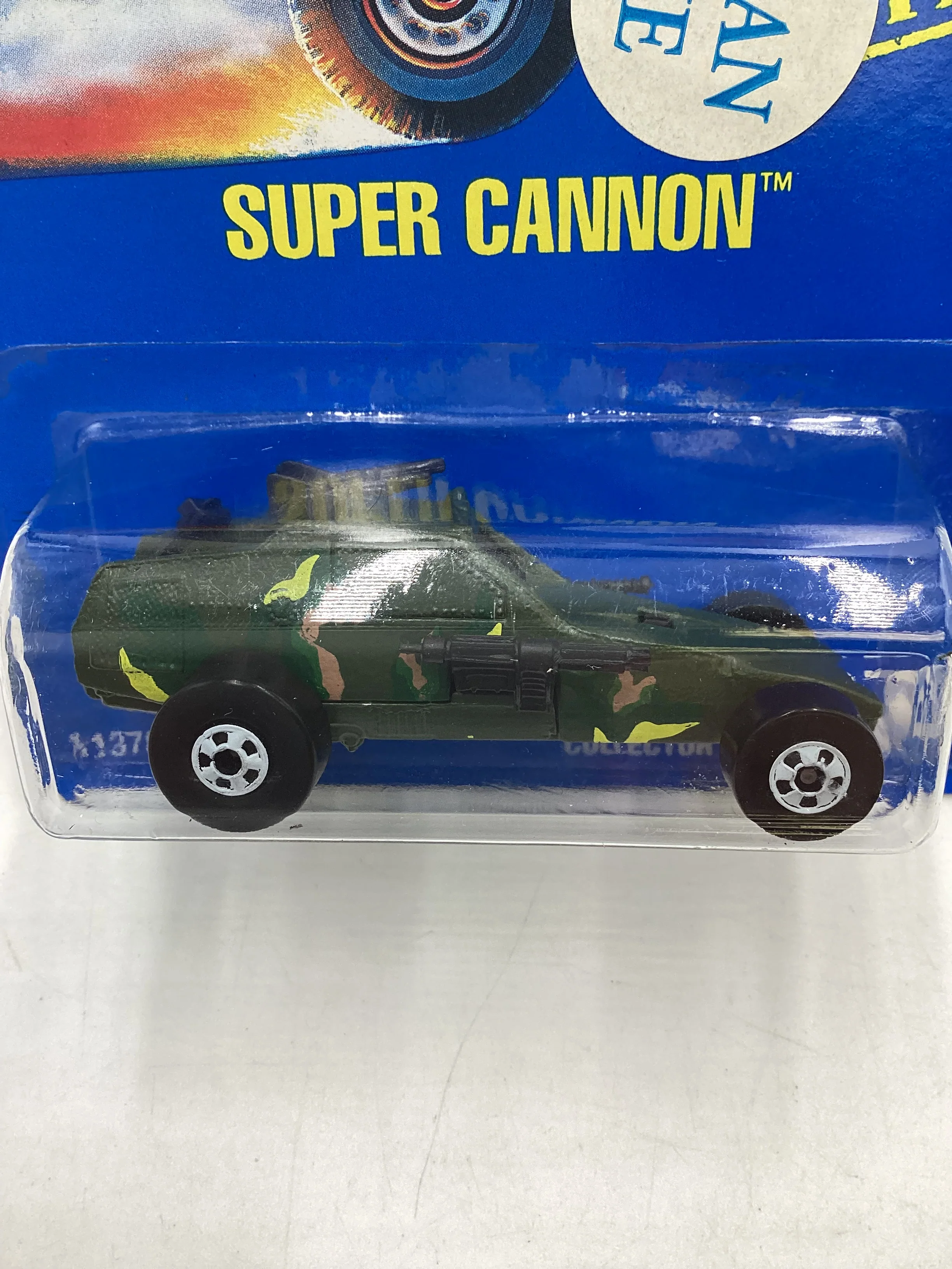 Hot Wheels Blue Card Collector No. 274 Super Cannon Army BW White Wheels 237H - Image 3