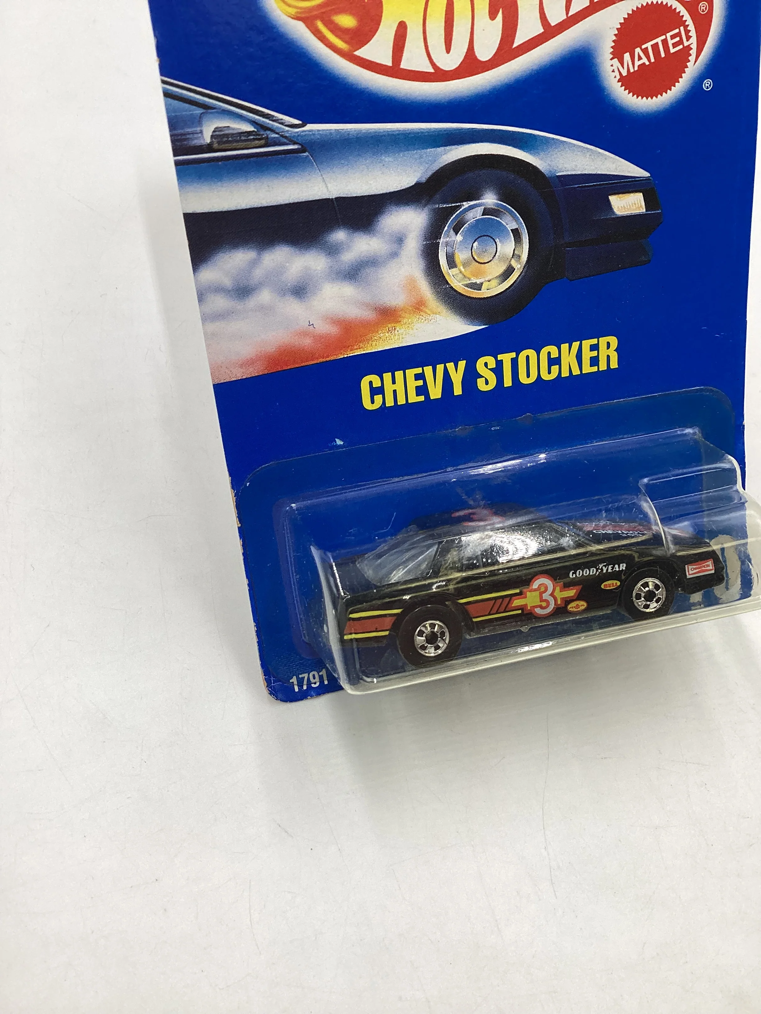 Hot Wheels Blue Card Collector No. 70 Chevy Stocker Black BW Wheels 240A - Image 6