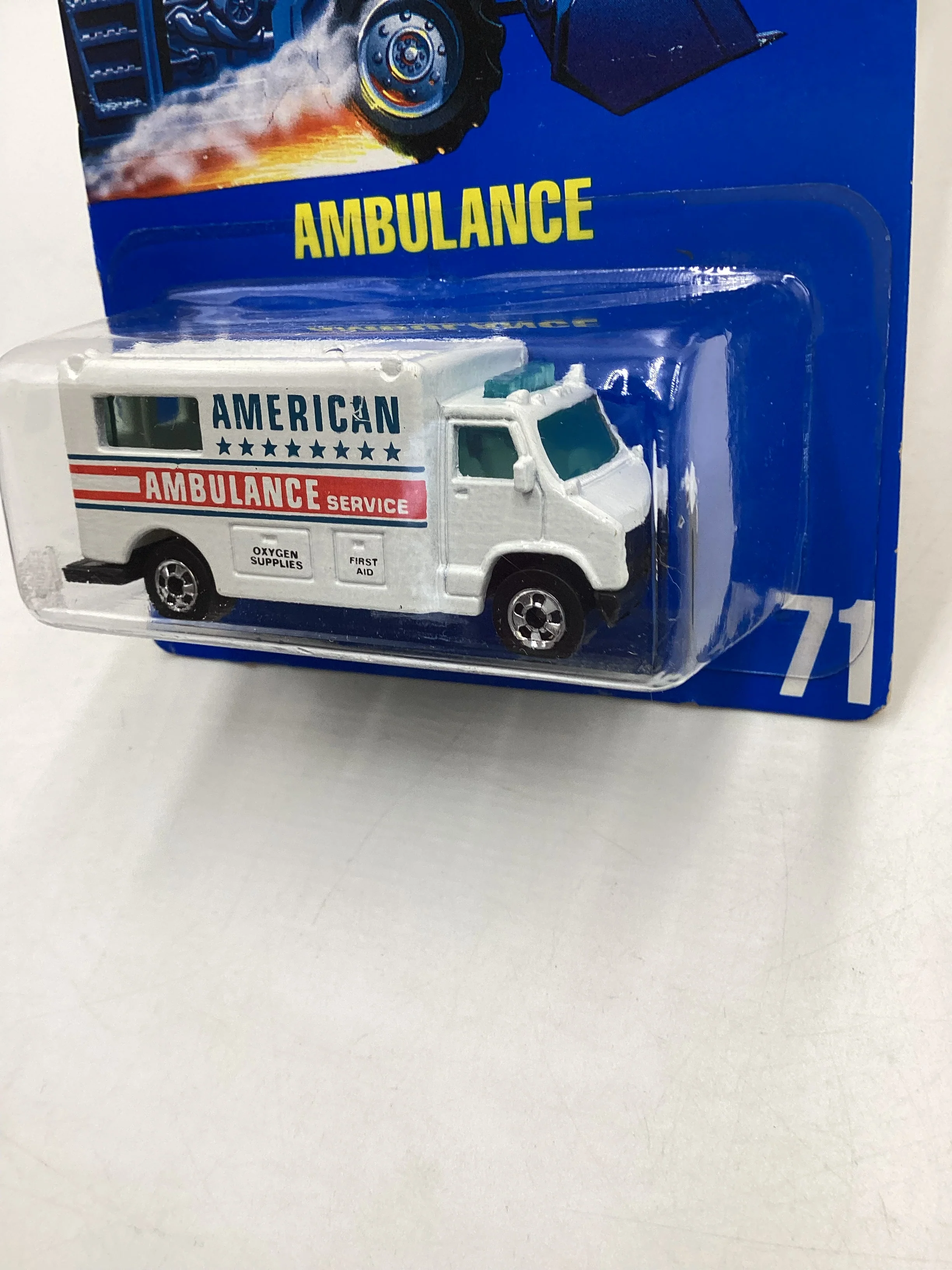 Hot Wheels Blue Card Collector No. 71 Ambulance White BW Wheels 239B - Image 4