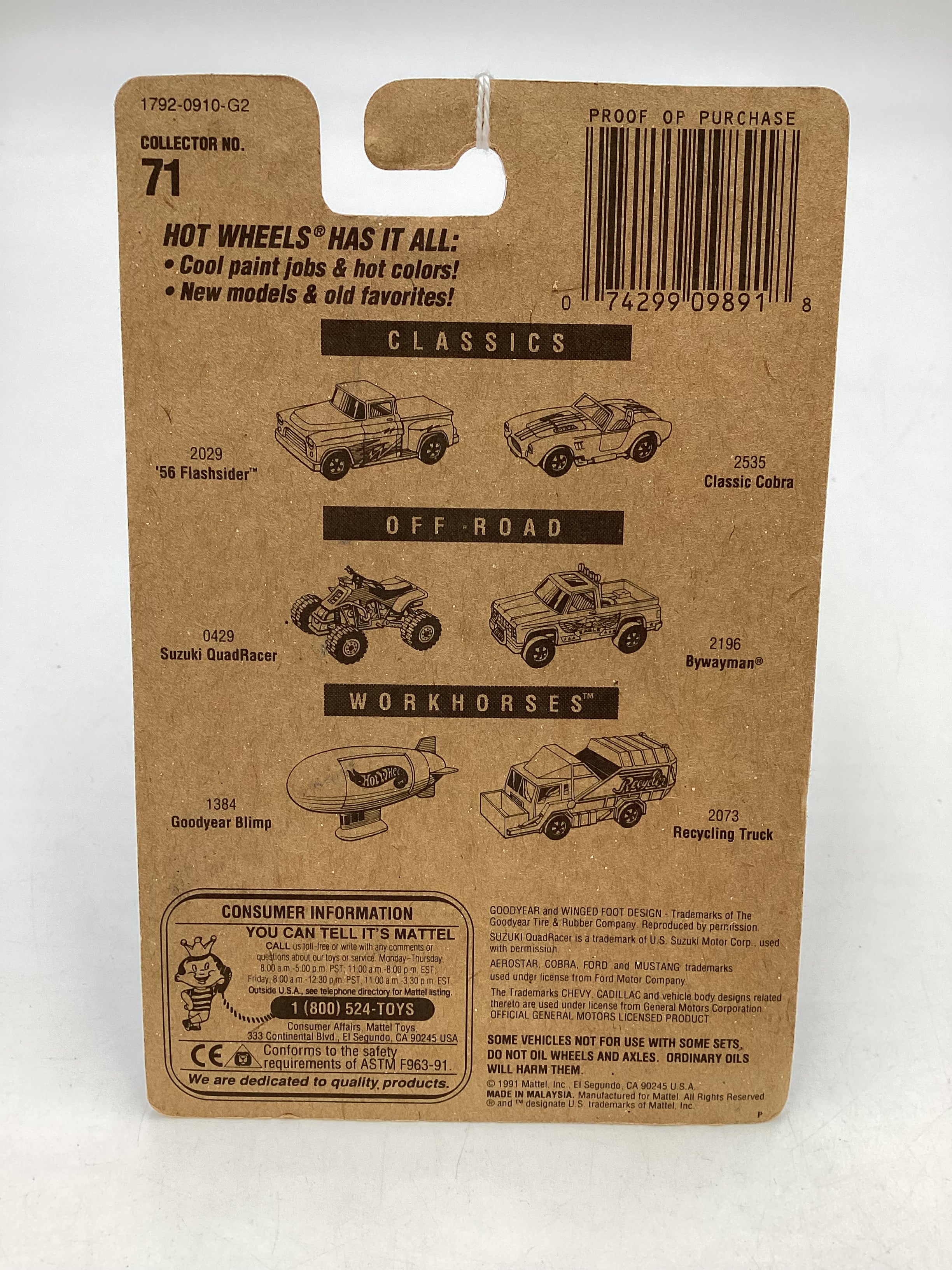 Hot Wheels Blue Card Collector No. 71 Ambulance White BW Wheels 239B - Image 7