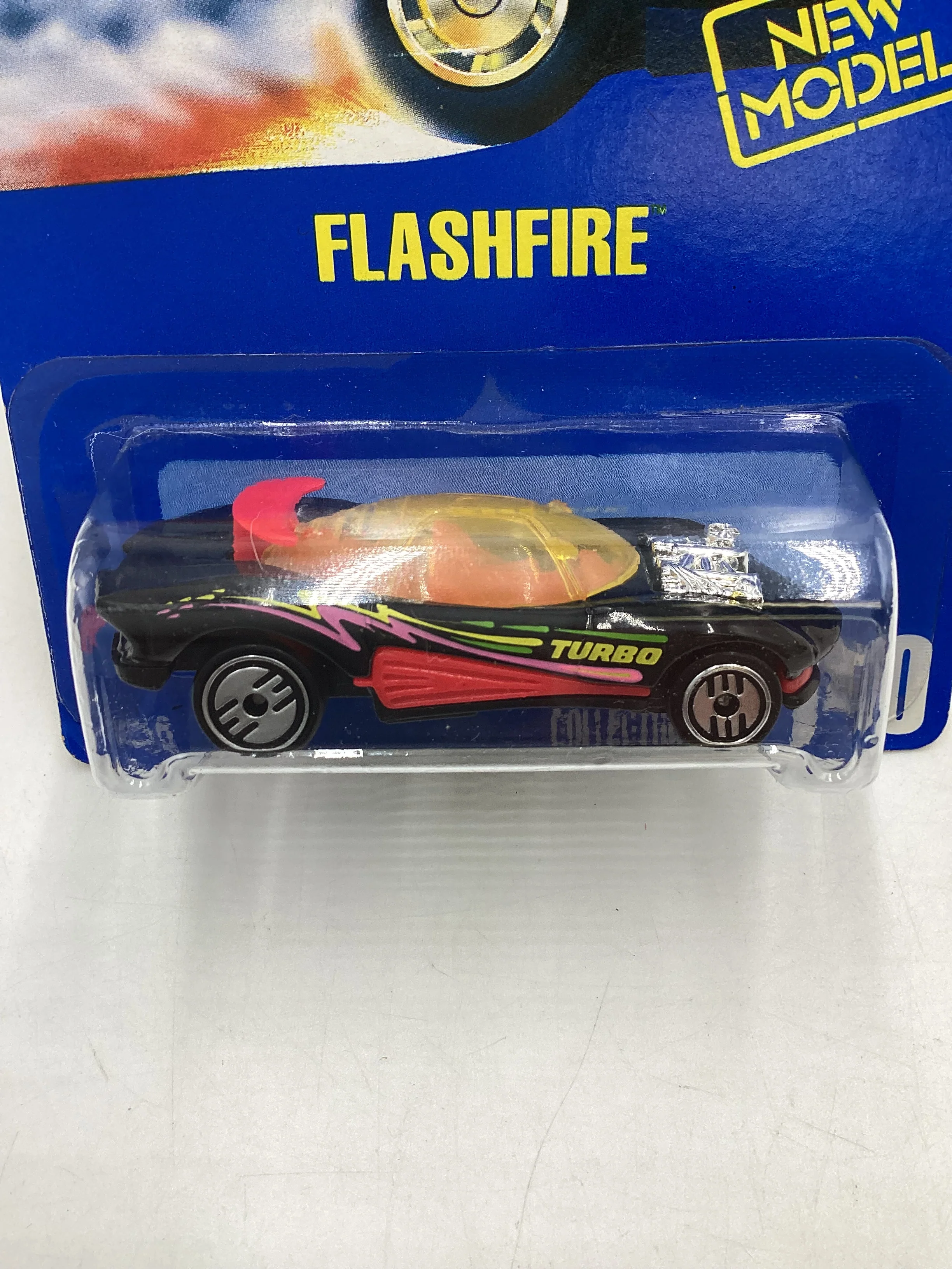 Hot Wheels Blue Card New Model Collector No. 140 Flashfire Black UH Chrome Wheels 240G - Image 3