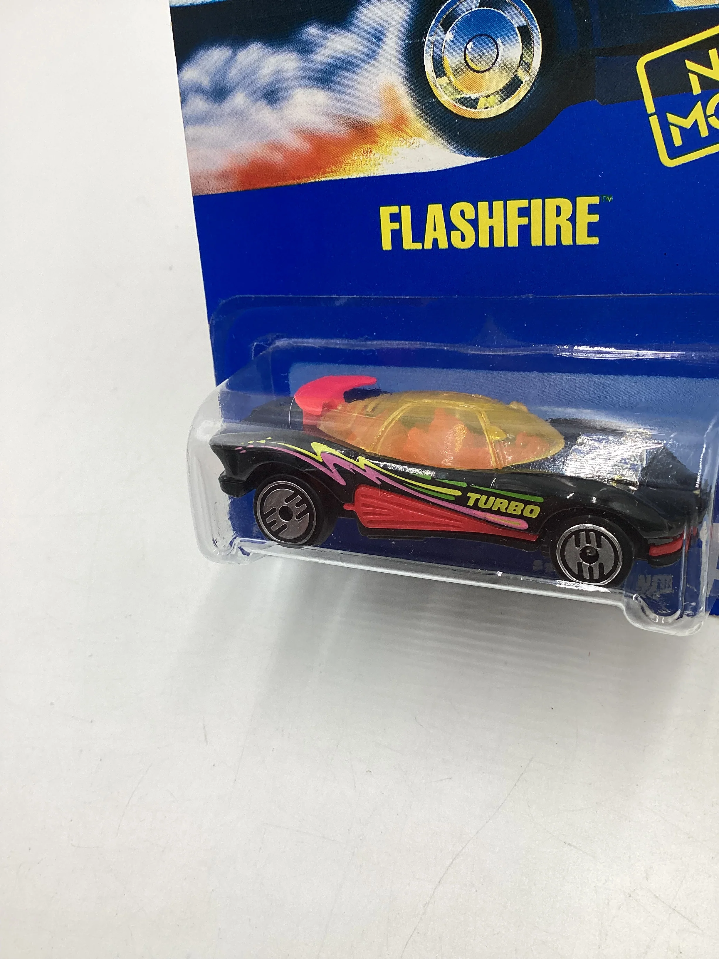 Hot Wheels Blue Card New Model Collector No. 140 Flashfire Black UH Chrome Wheels 240G - Image 4