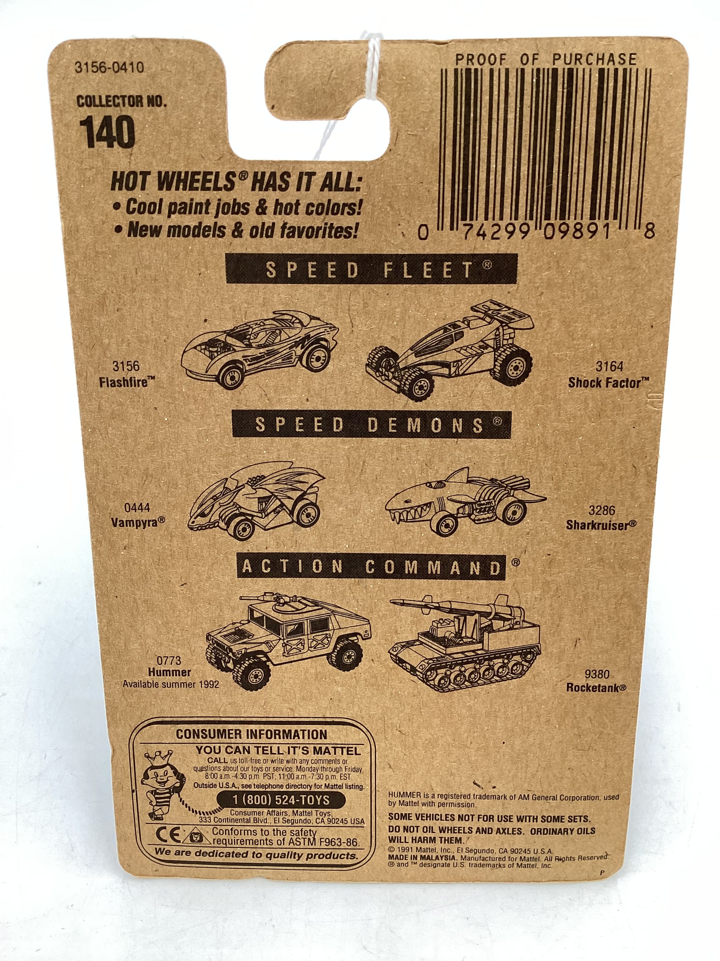 Hot Wheels Blue Card New Model Collector No. 140 Flashfire Black UH Chrome Wheels 240G - Image 7