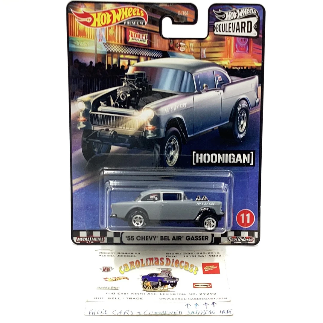 Hot Wheels Boulevard #11 55 Chevy Bel Air gasser Hoonigan chrome grill/ bumper D2 - Image 2