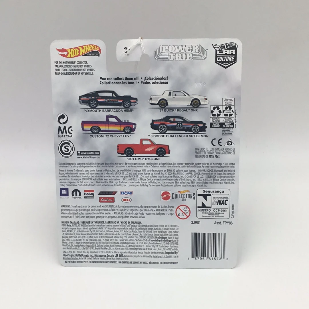 Hot wheels car culture Power Trip 5/5 1991 GMC Syclone #5 246C - Image 4