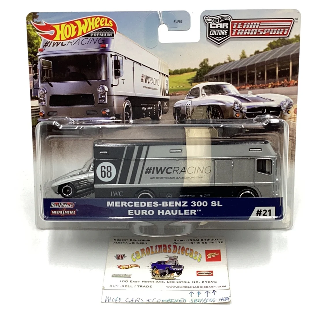 Hot wheels car culture team transport #21 Mercedes Benz 300 SL euro hauler 281C