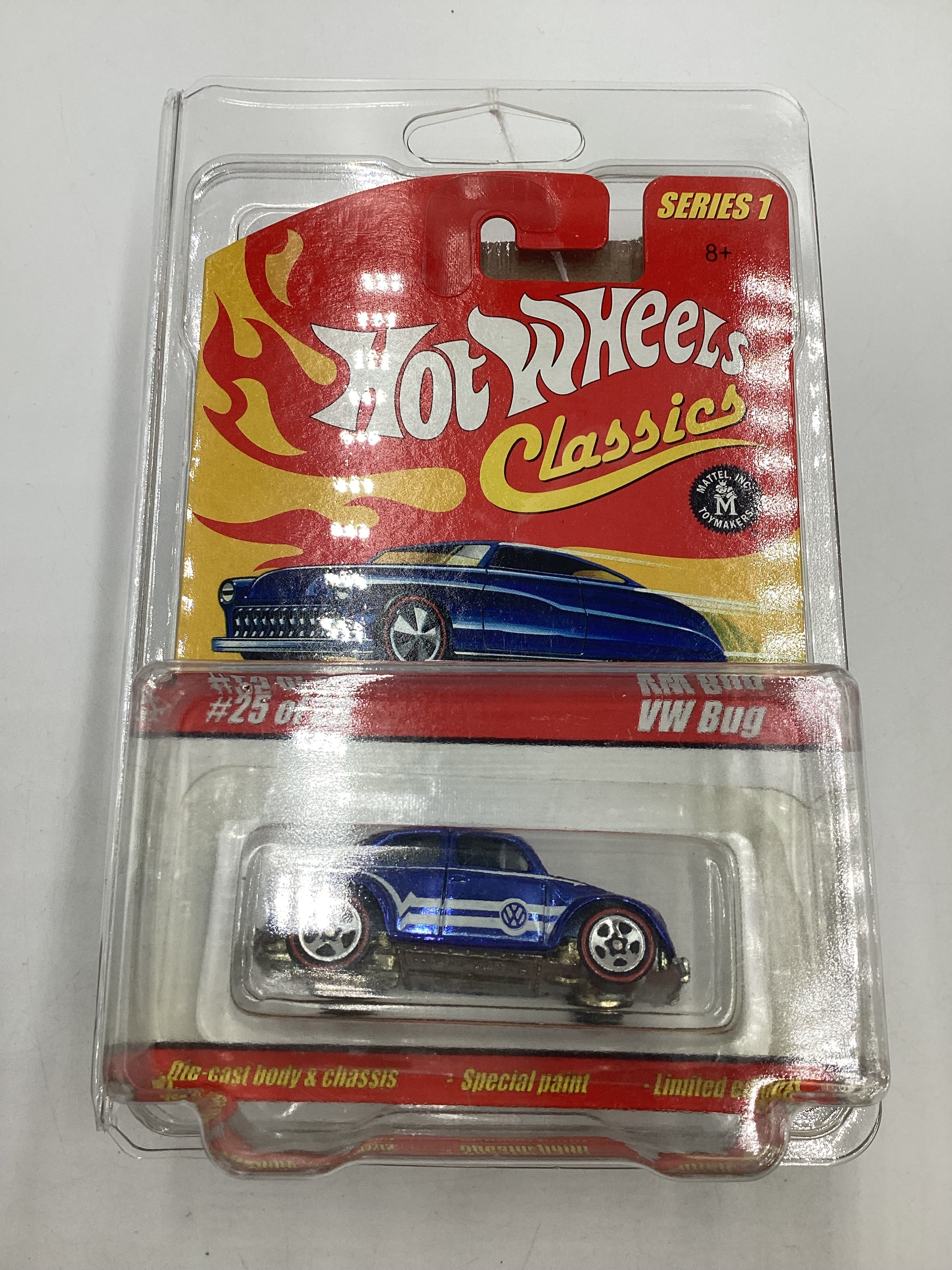 Hot wheels Classics series 1 #25 VW Bug Blue Rare Black Interior - Image 8