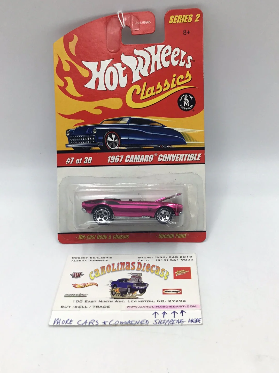 Hot wheels classics series 2 #7 1967 Camaro Convertible pink AA6