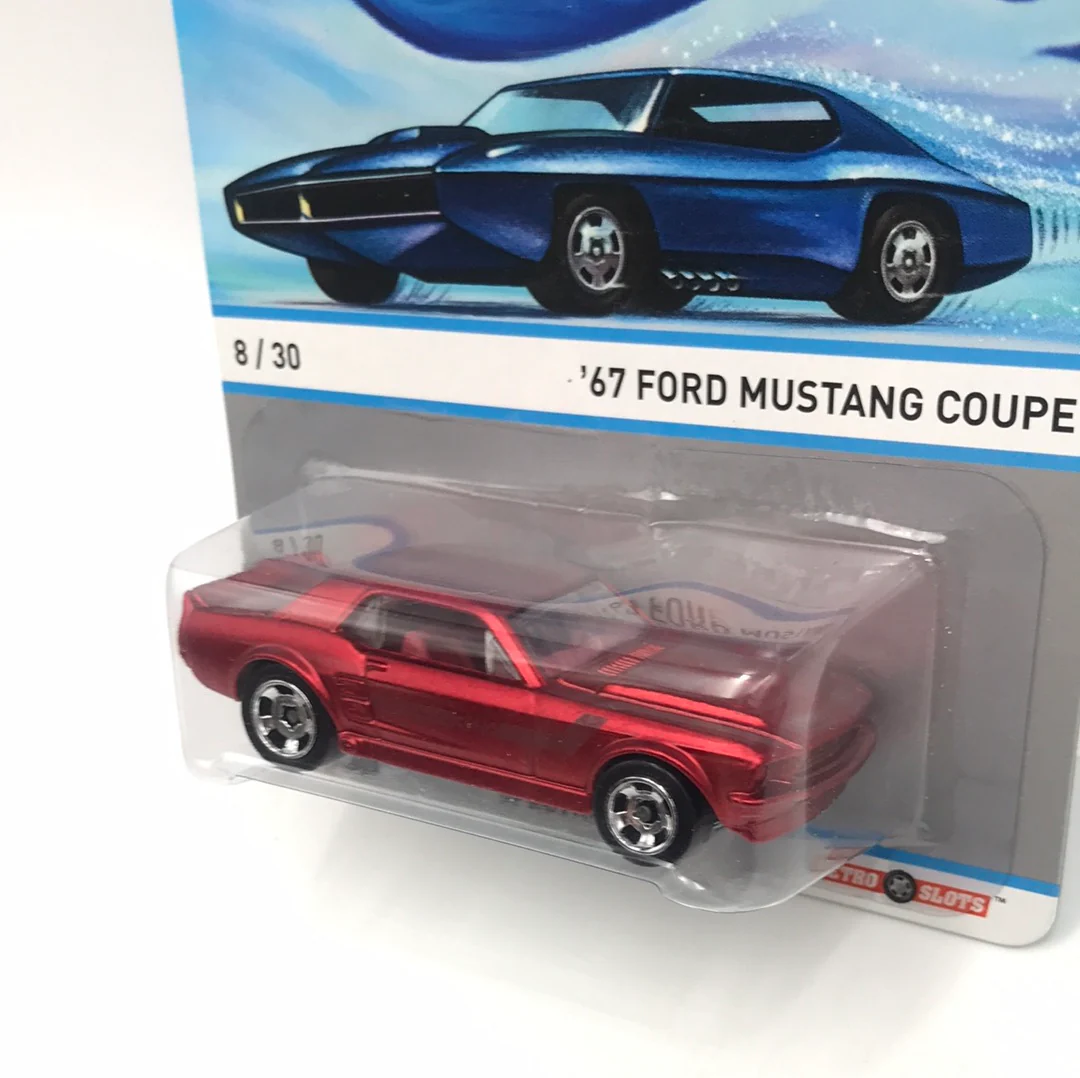 Hot wheels cool classics 67 Ford Mustang Coupe 8/30 metal/metal retro slots blue car on card Z6 - Image 3