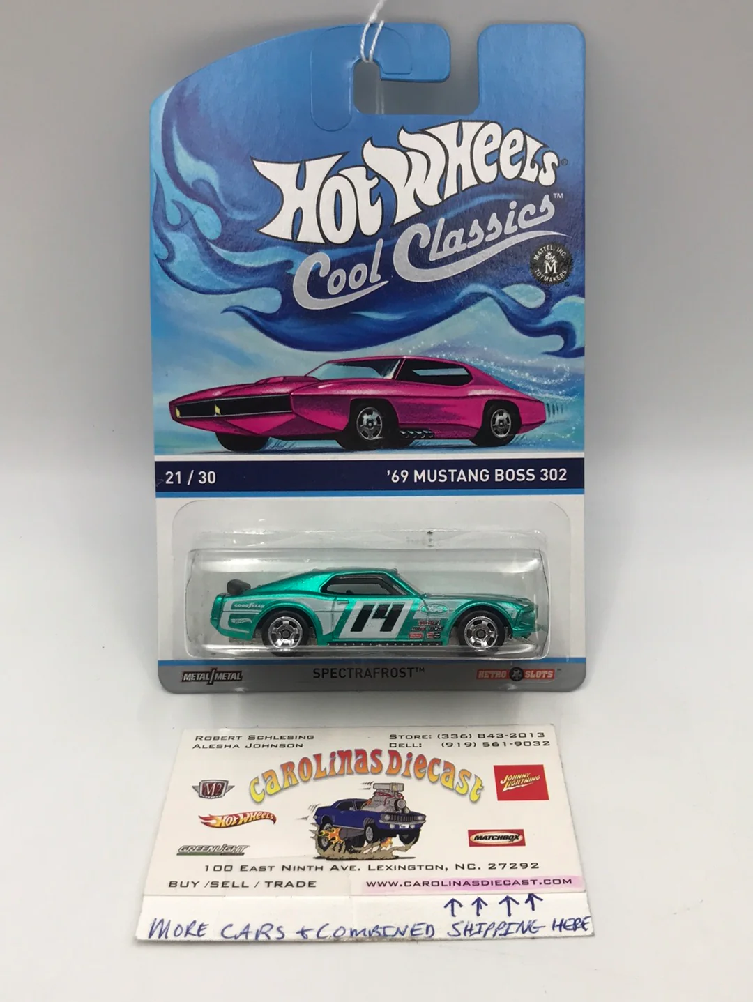 Hot wheels cool classics 69 Mustang Boss 302 21/30 metal/metal retro slots pink car on card Z6
