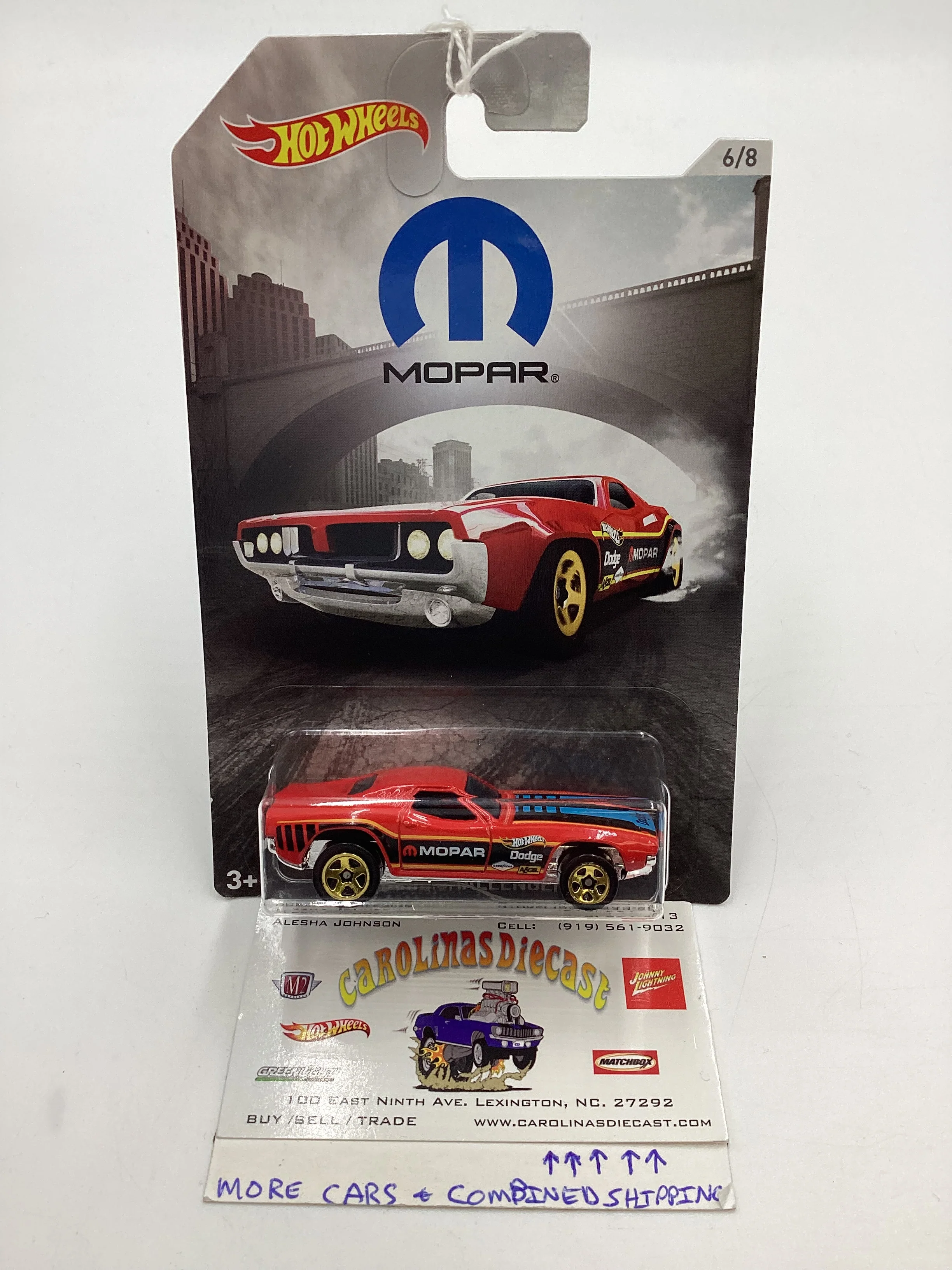 Hot wheels Exclusive Mopar Series #6 Dixie Challenger Red 156A