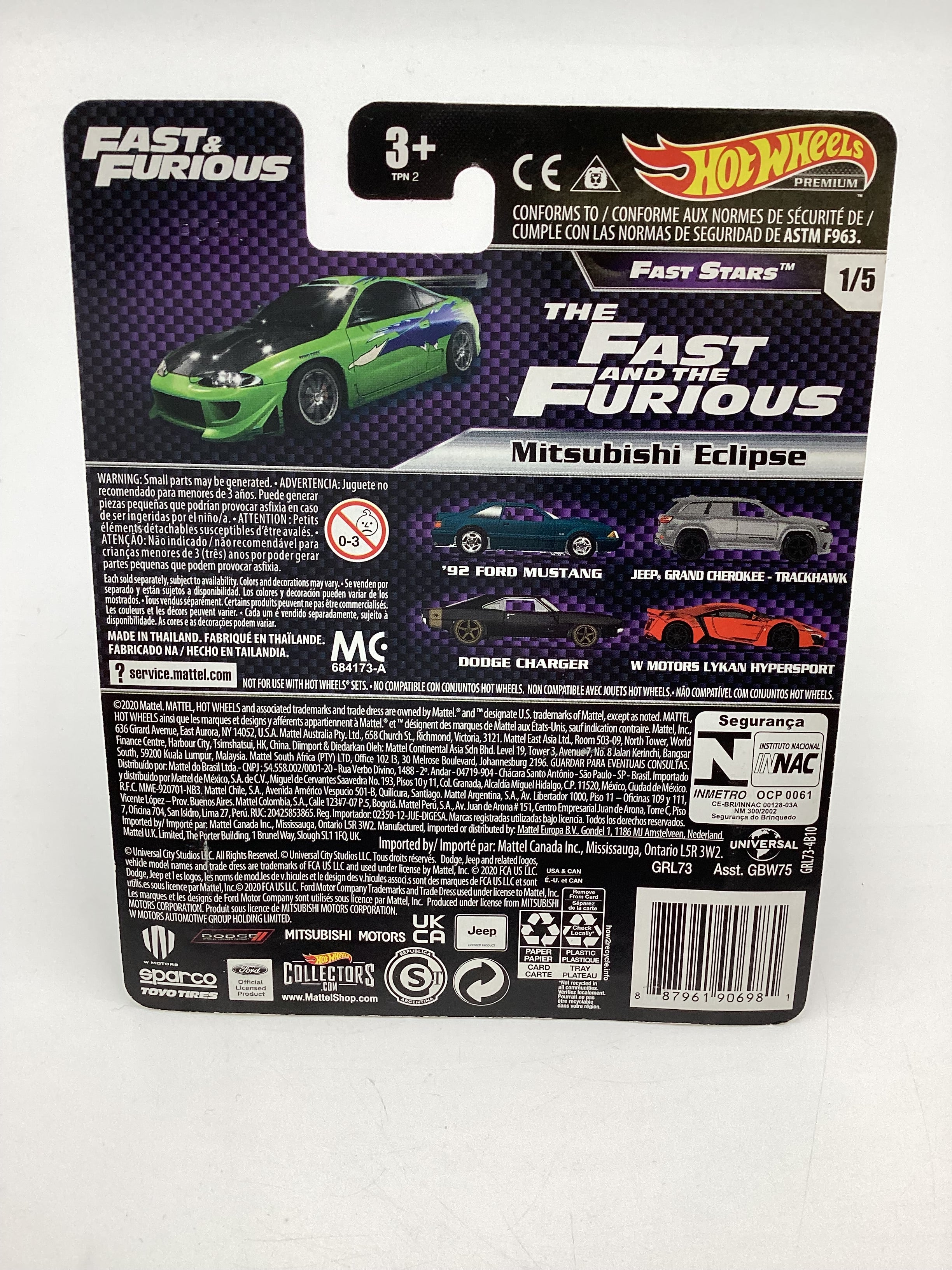 Hot Wheels Fast & Furious Fast Stars #1 Mitsubishi Eclipse Green W/Protector - Image 7