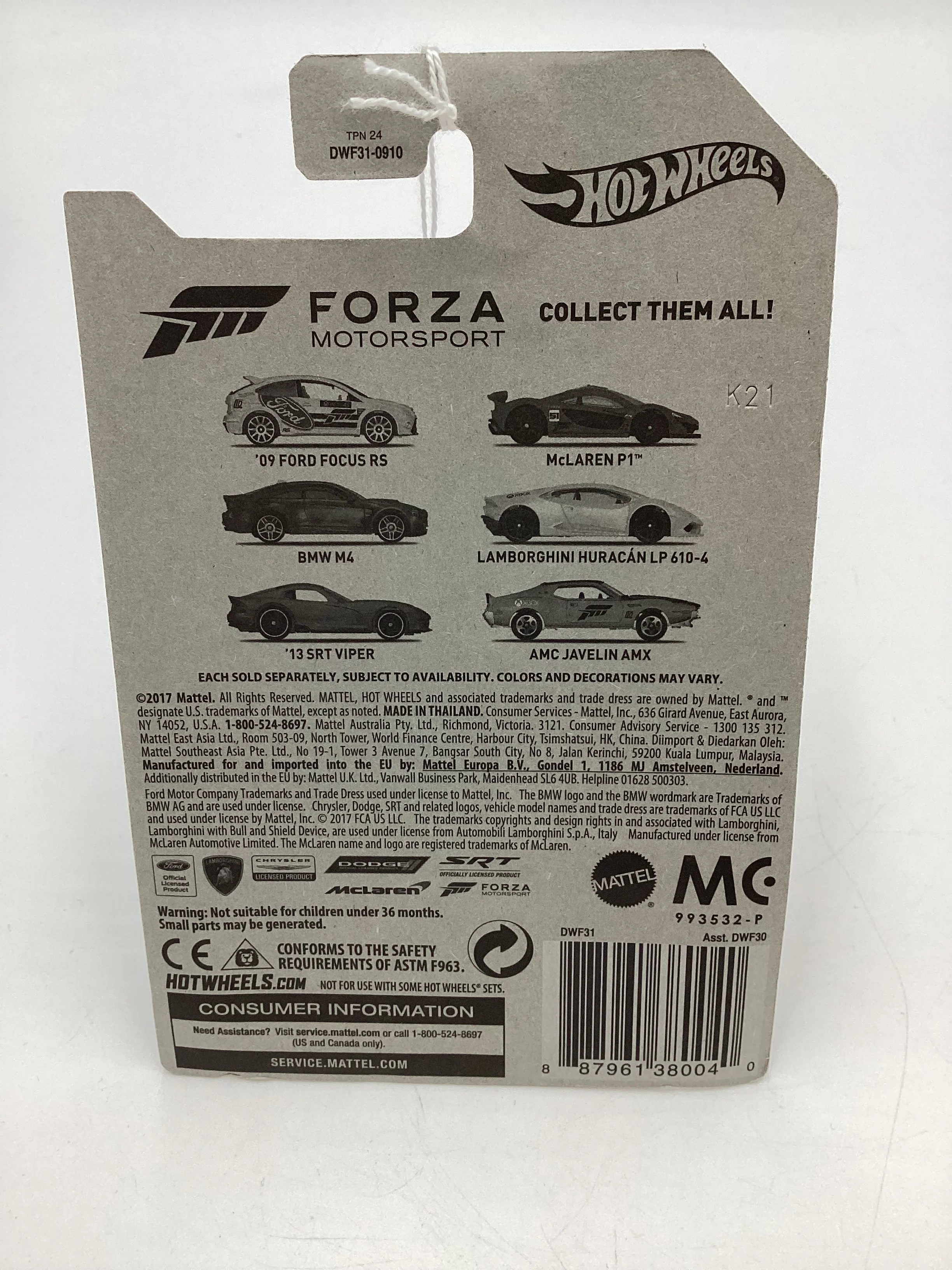2017 Hot Wheels Forza Motorsport 09 Ford Focus RS White 154D - Image 8