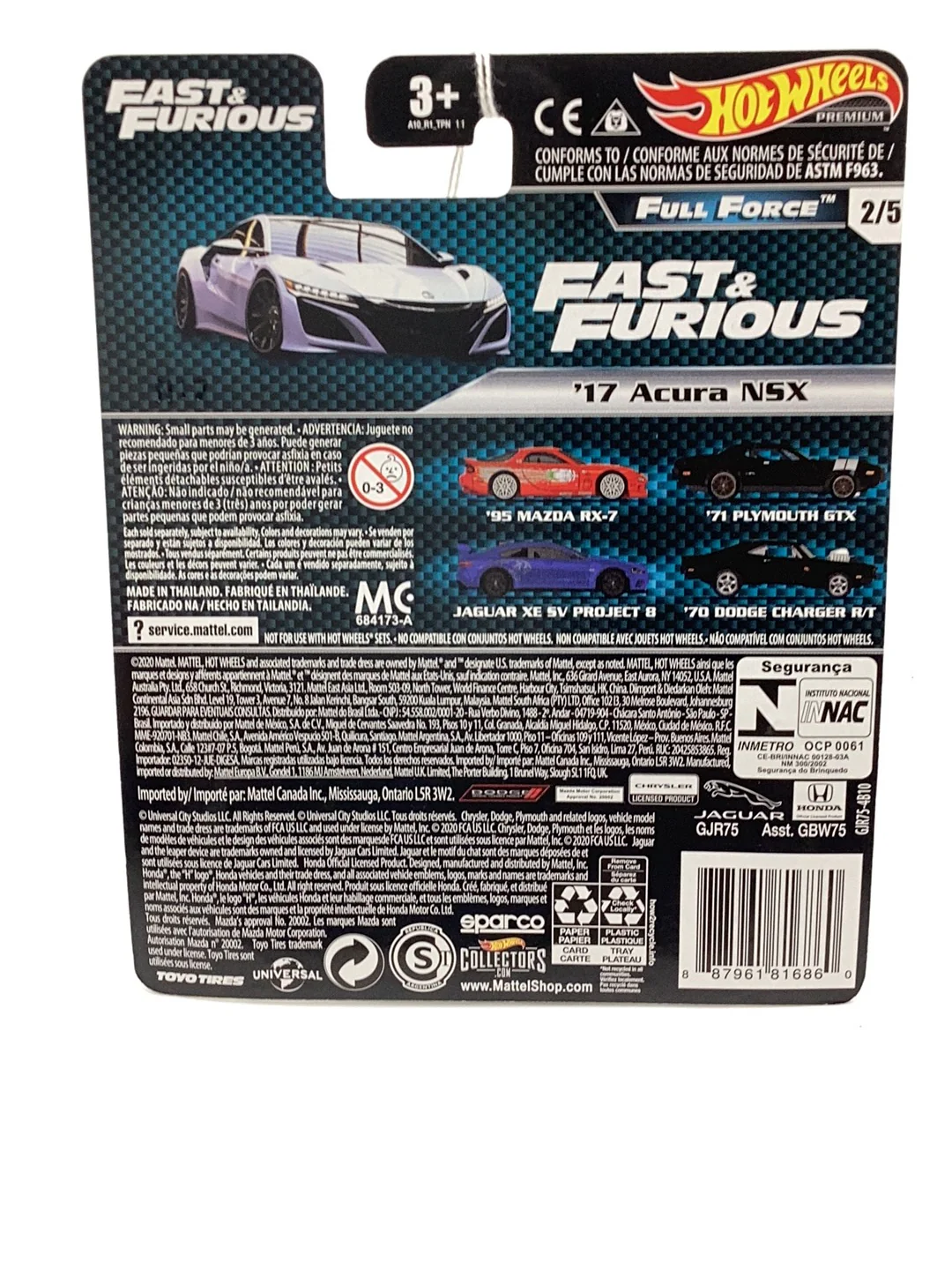 Hot Wheels Full Force fast and furious 2/5 17 Acura NSX 247F - Image 6
