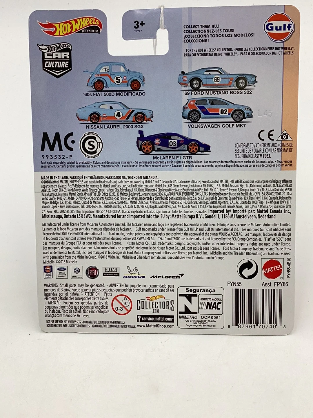 HOT WHEELS GULF McLaren F1 GTR 5/5 245A (Bad Card) - Image 7