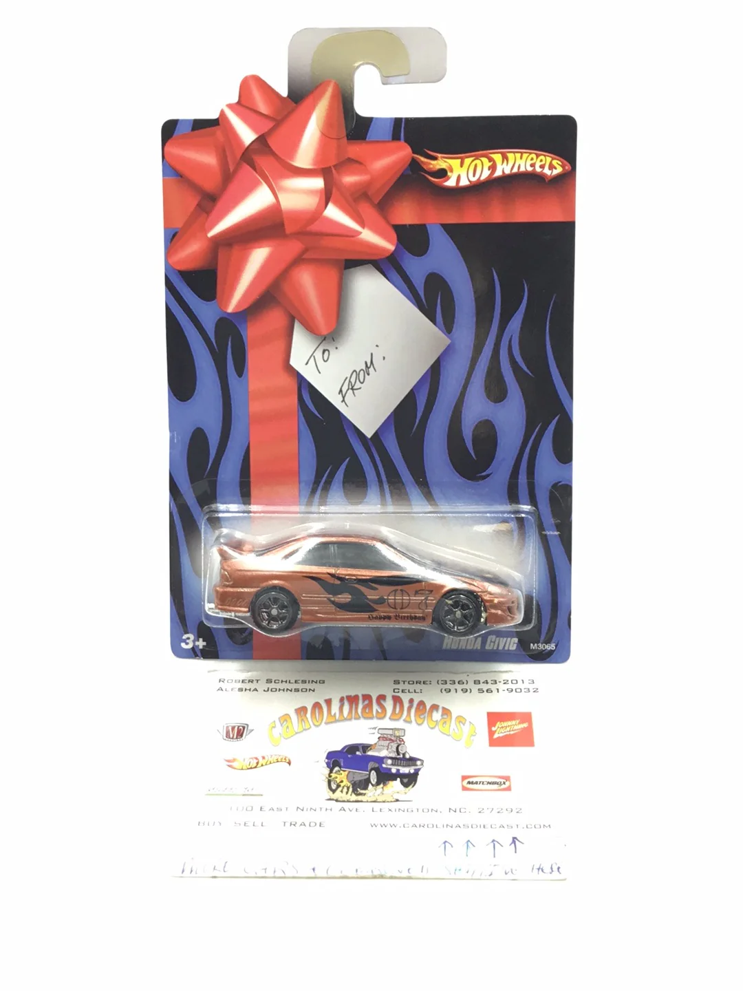 Hot Wheels Happy Birthday Card Honda Civic W/protector real riders  VHTF