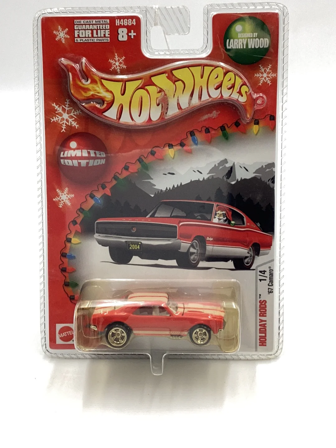 Hot Wheels holiday rods Larry wood 67 Camaro Red 1/4 2004 272I - Image 2
