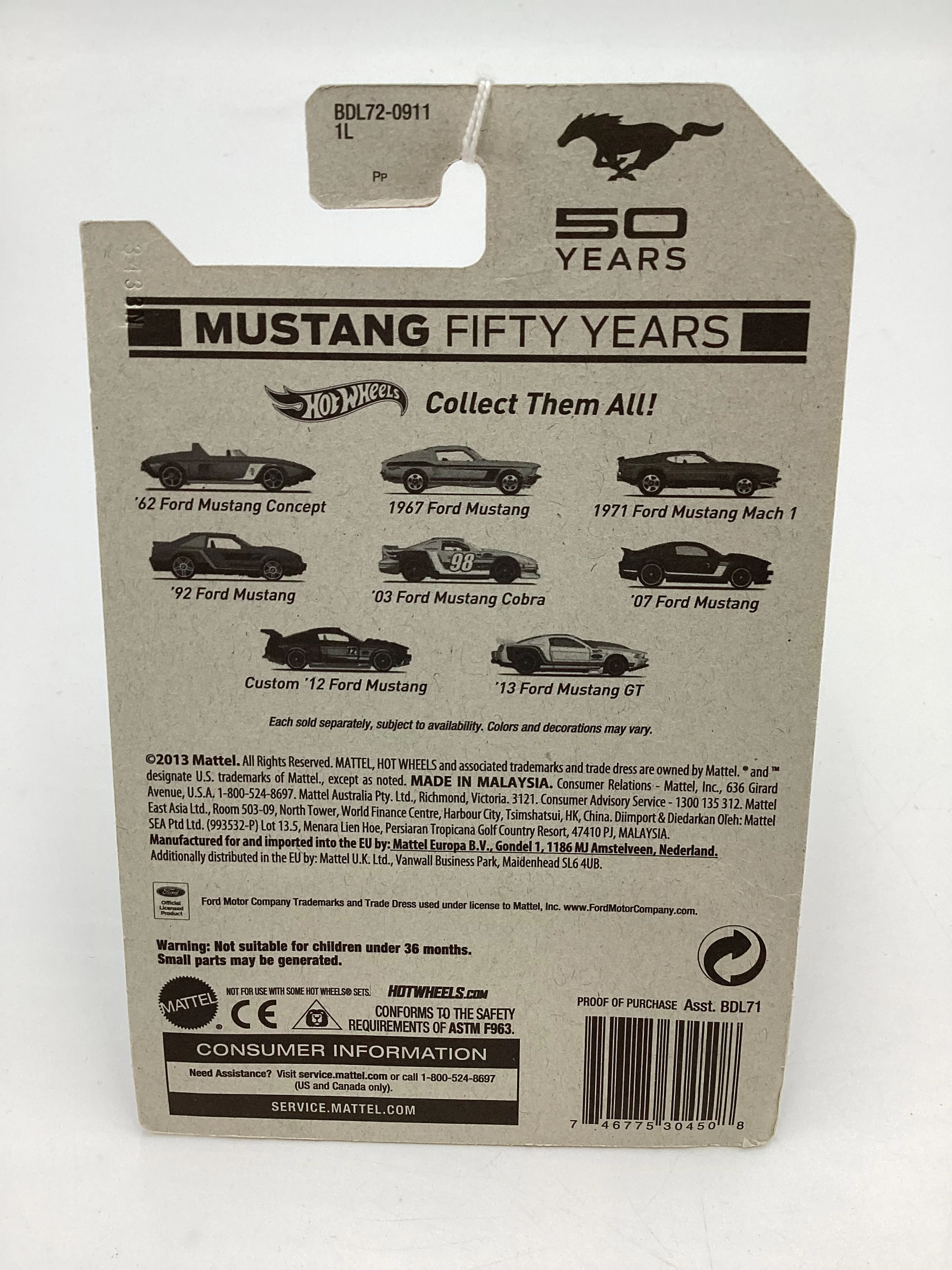 Hot Wheels Mustang 50 Years #7 12 Ford Mustang Black 152F - Image 7