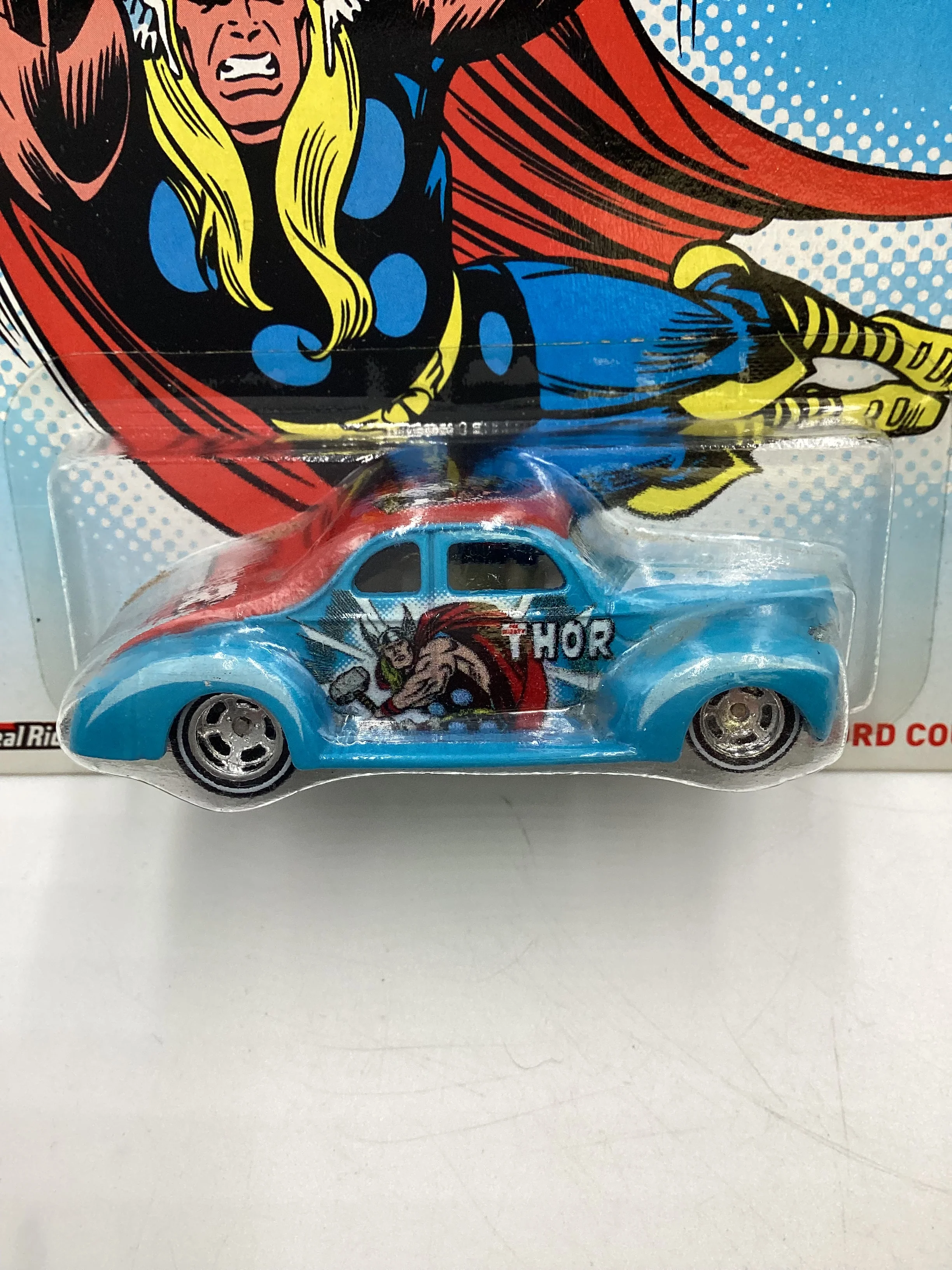Hot wheels Pop Culture Marvel The Mighty Thor 40 Ford Coupe Light Blue 268A - Image 3