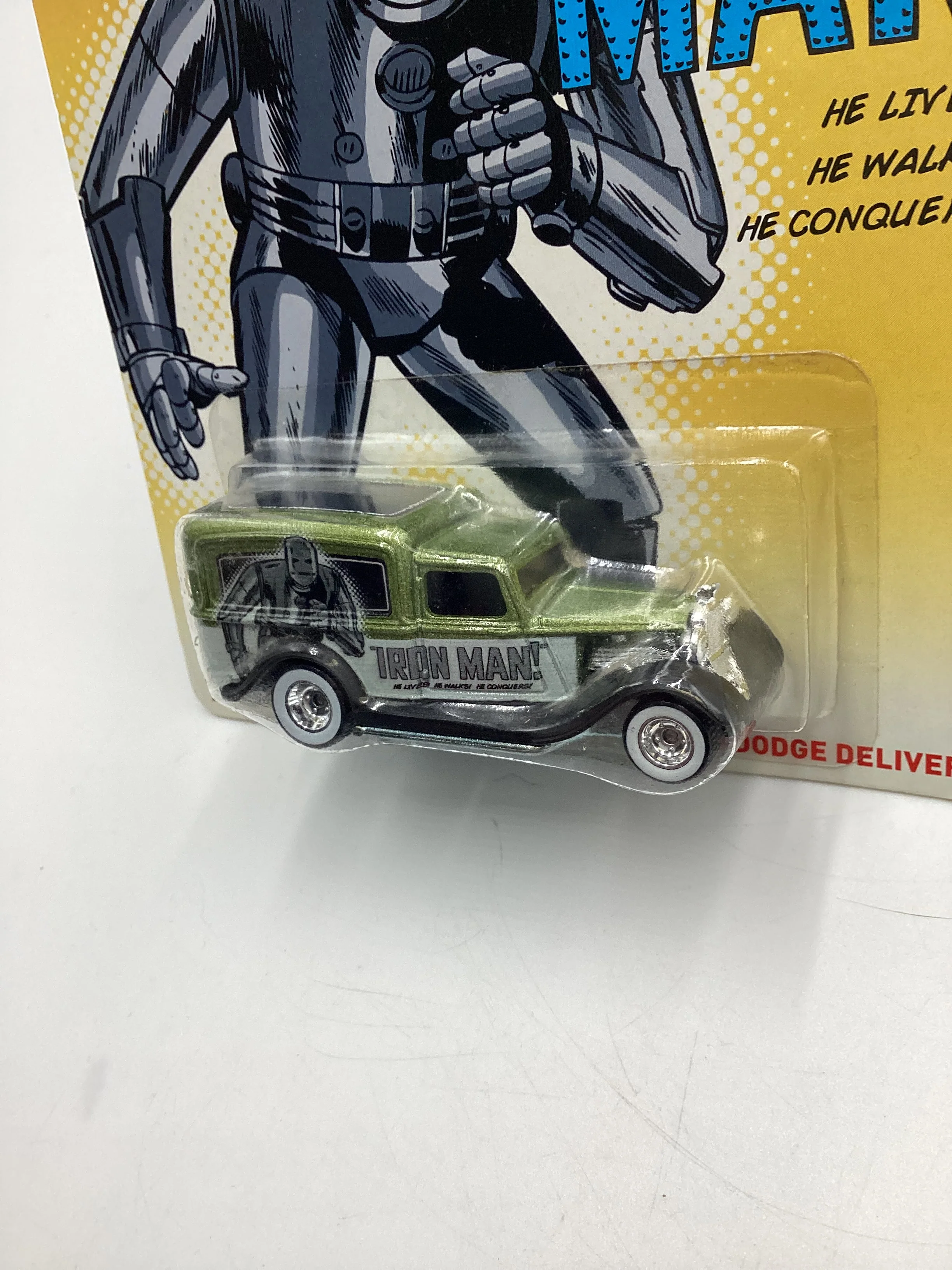 Hot wheels Pop Culture Marvel Iron Man 34 Dodge Delivery Green 272A - Image 4