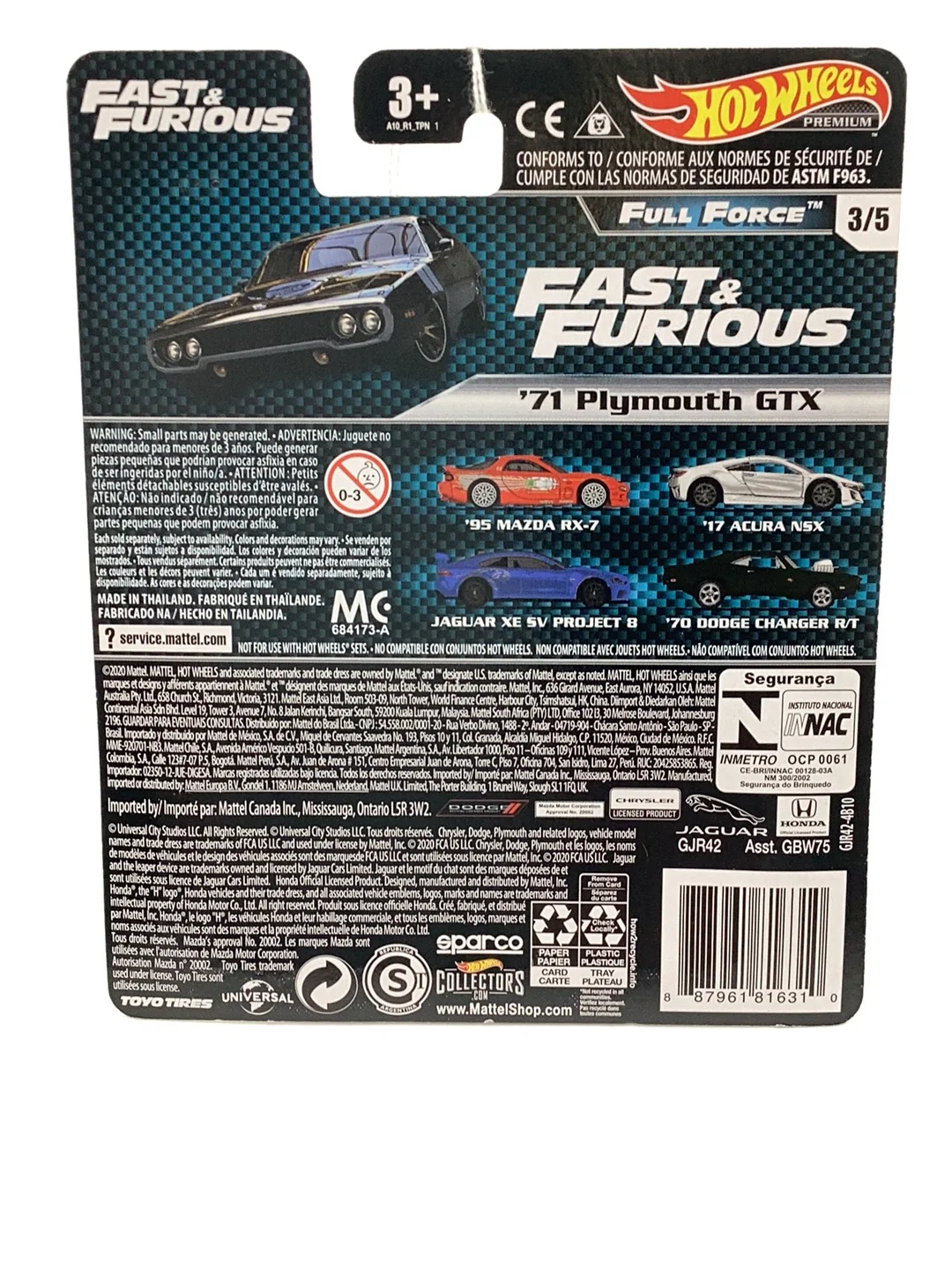 Hot Wheels Full Force fast and furious 3/5 71 Plymouth GTX 250H - Image 6