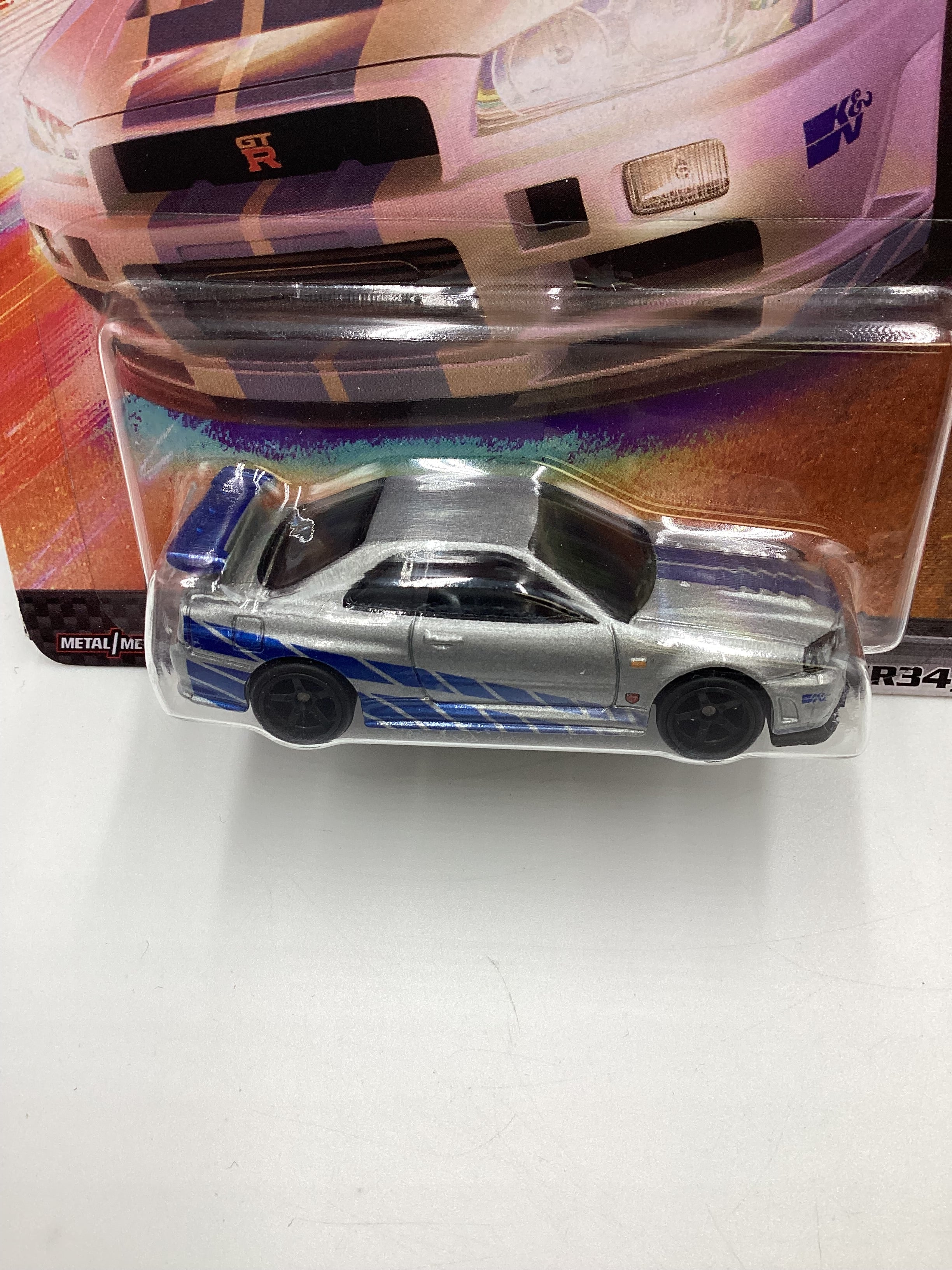 Hot wheels Premium Fast and Furious #4 Nissan Skyline GT-R R-34 Silver with protector - Image 3