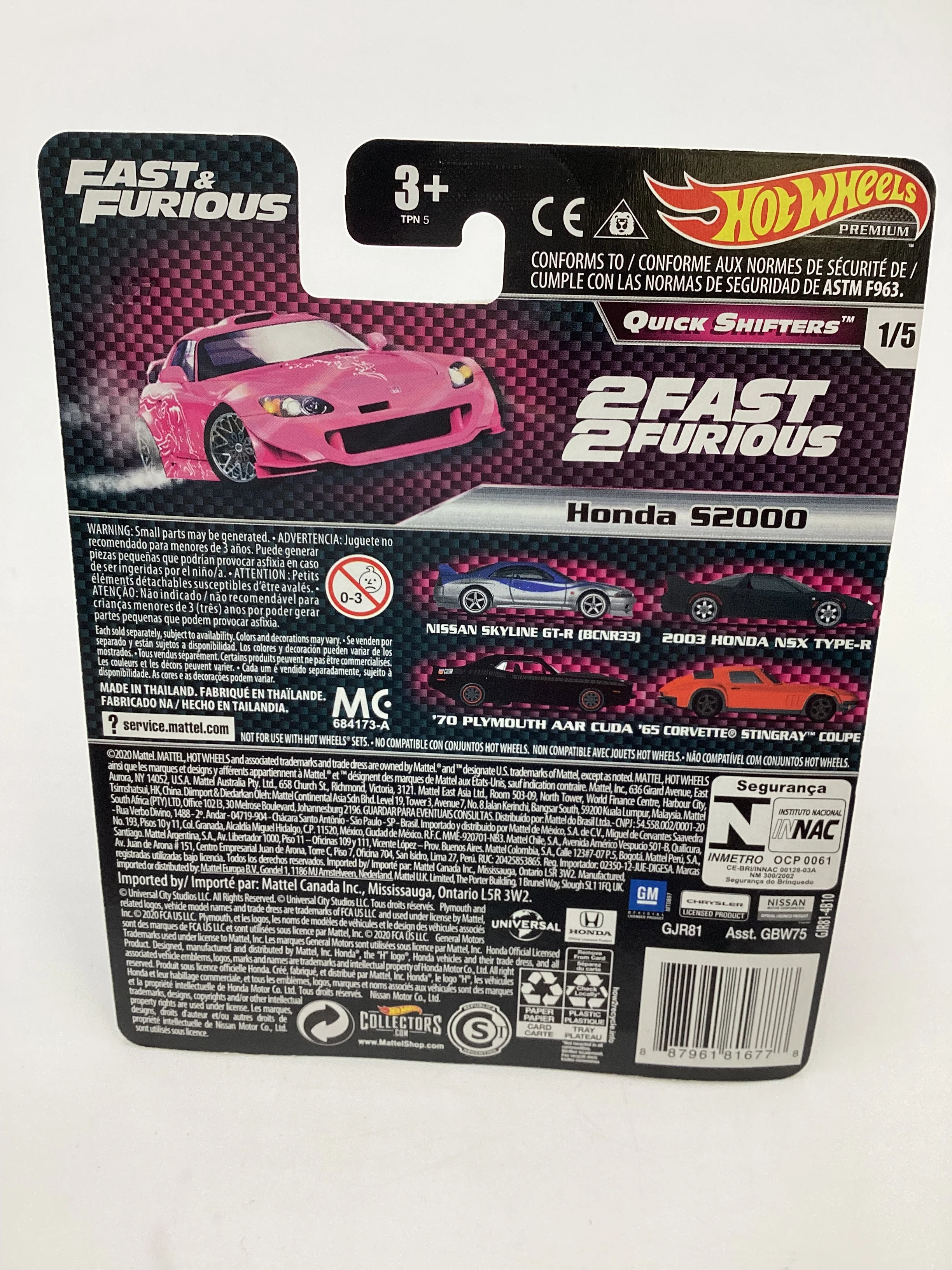 Hot Wheels Premium Fast & Furious Quick Shifters #1 Honda S2000 Pink W/Protector - Image 7