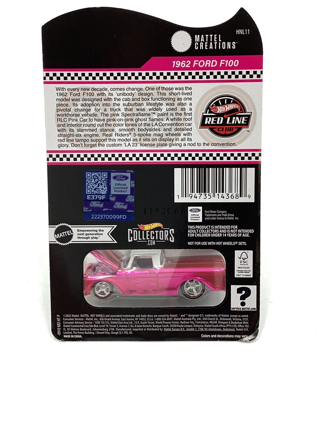 Hot wheels redline club 1962 Ford F-100 with protector - Image 6