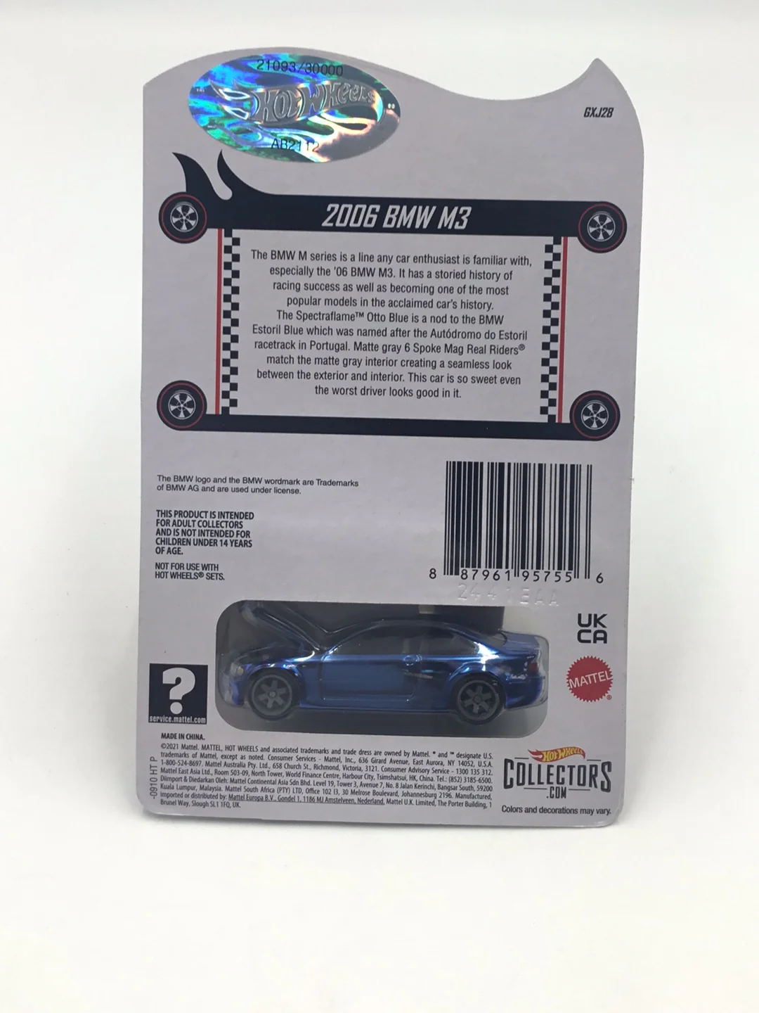Hot wheels redline club 2006 BMW M3 21093/ 30000 Blue with protector - Image 5