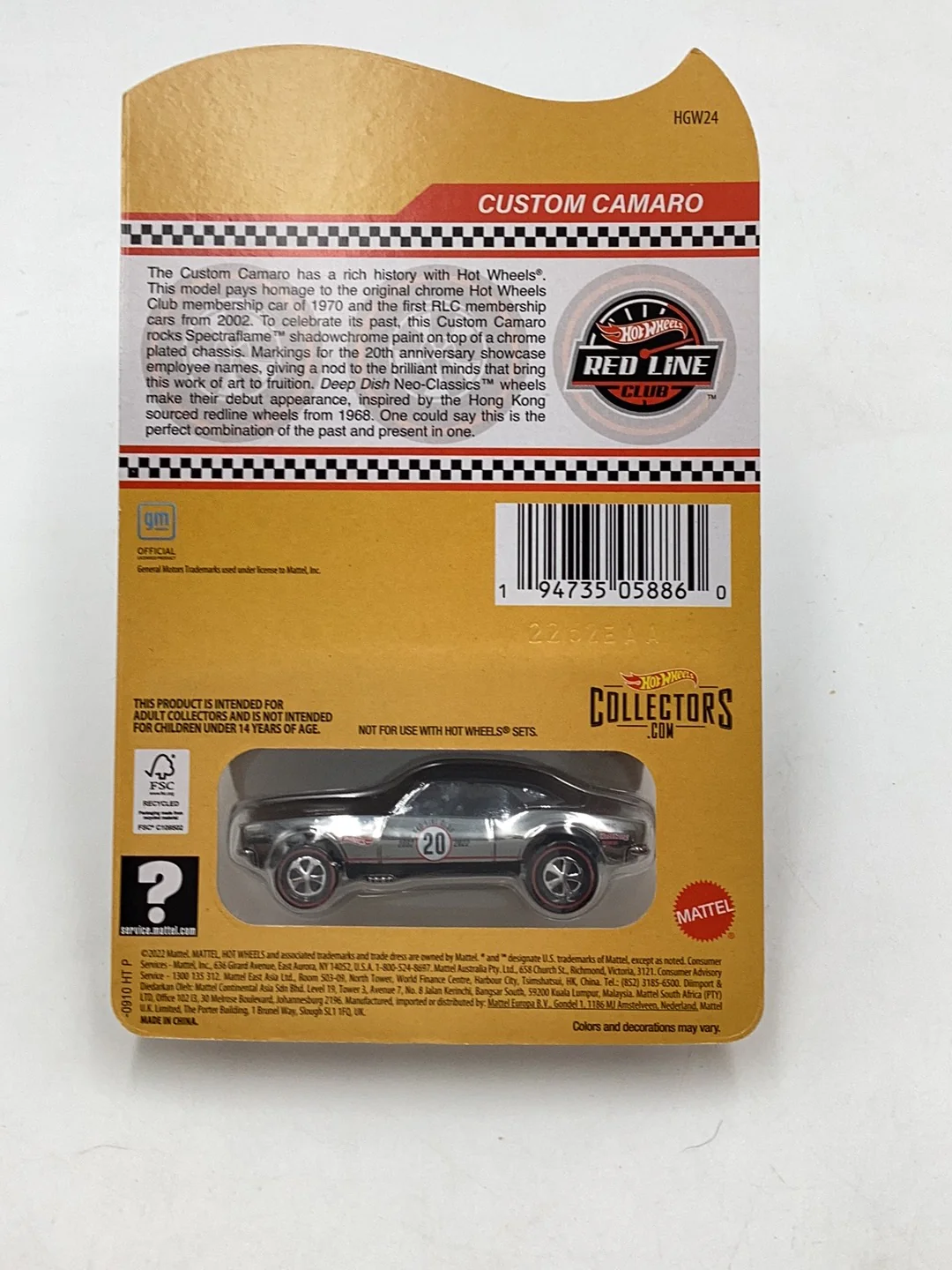 Hot wheels redline club Custom Camaro with protector - Image 6