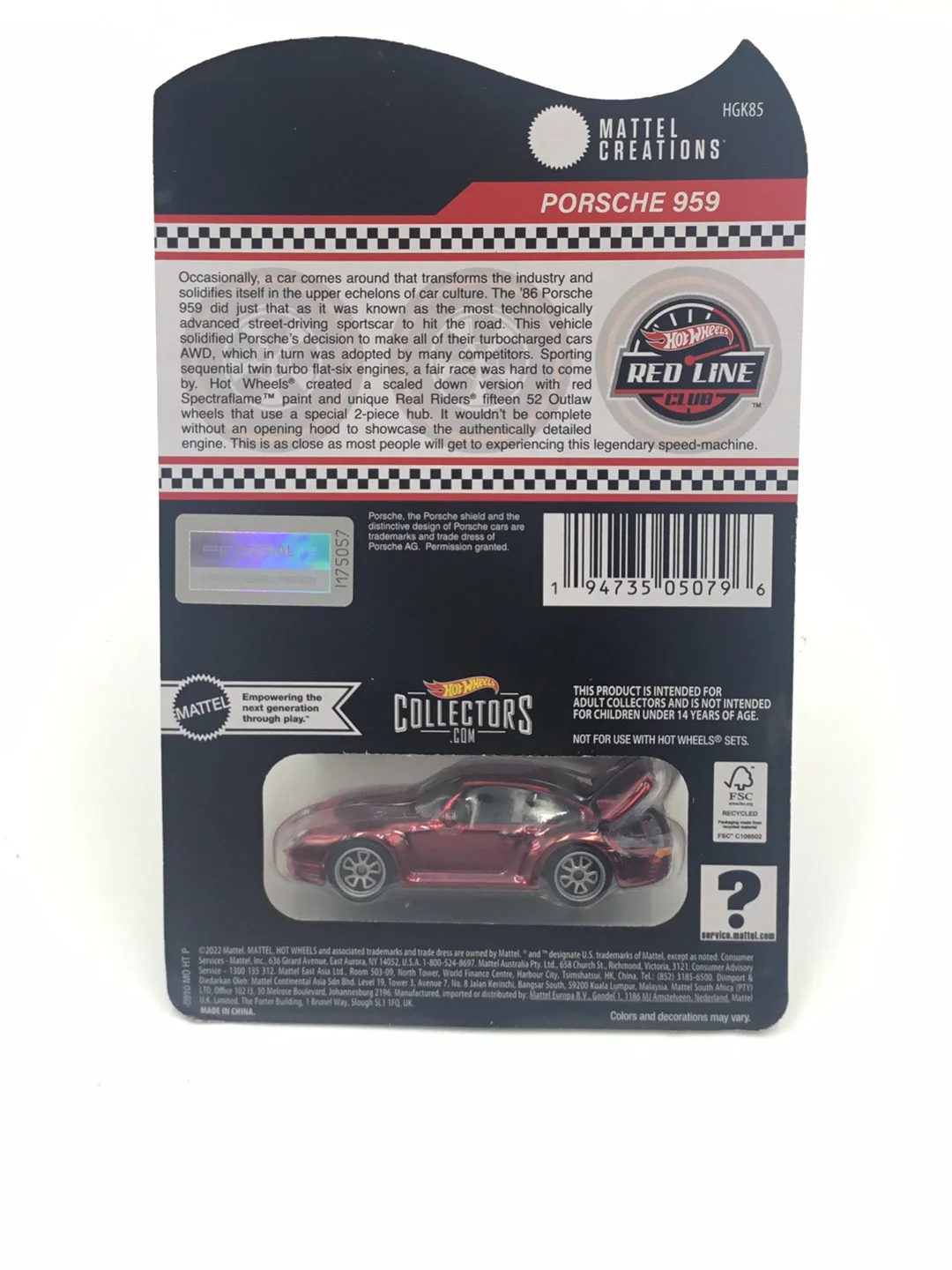 Hot wheels redline club Porsche 959 with protector - Image 6