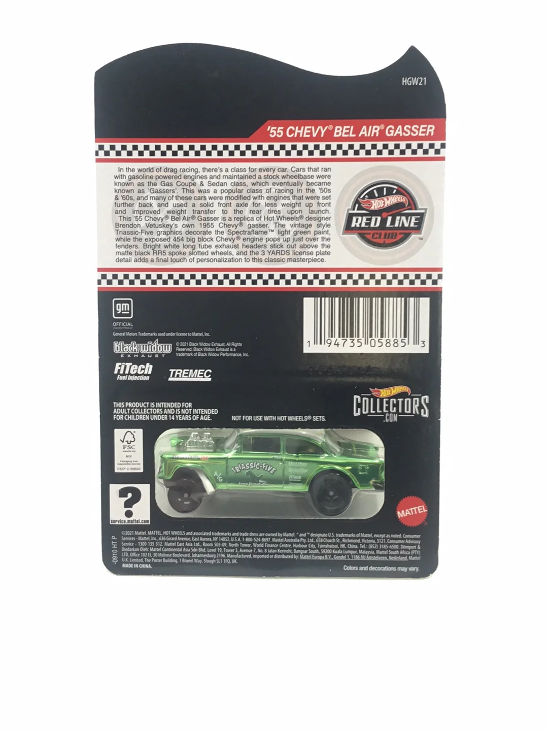 hot wheels redline club RLC 55 Chevy bel air gasser Triassic Five with protector - Image 6