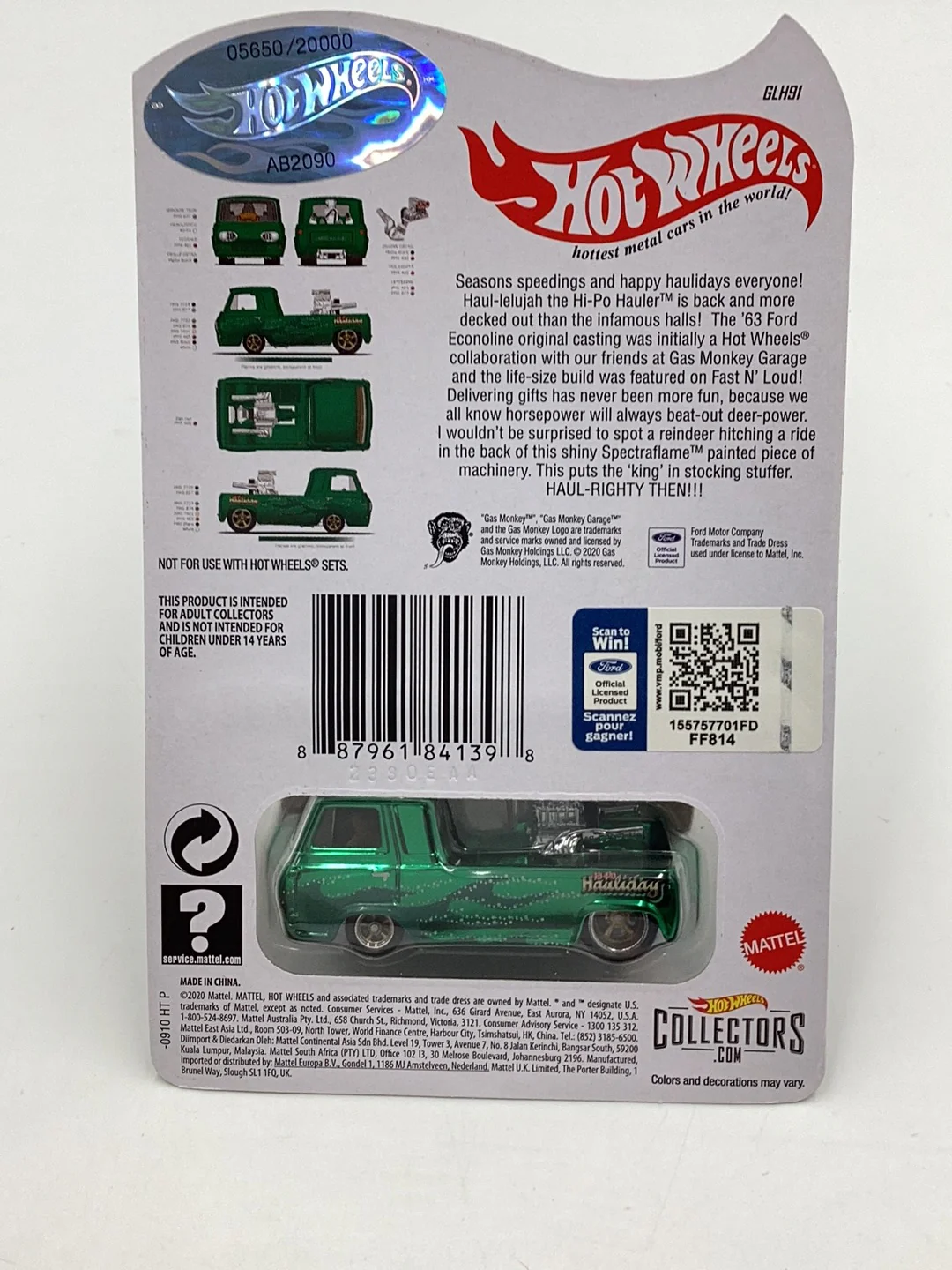 Hot Wheels  redline club RLC Hi-Po Hauler 2020 Holiday Car real riders 5650/20000 with protector - Image 7
