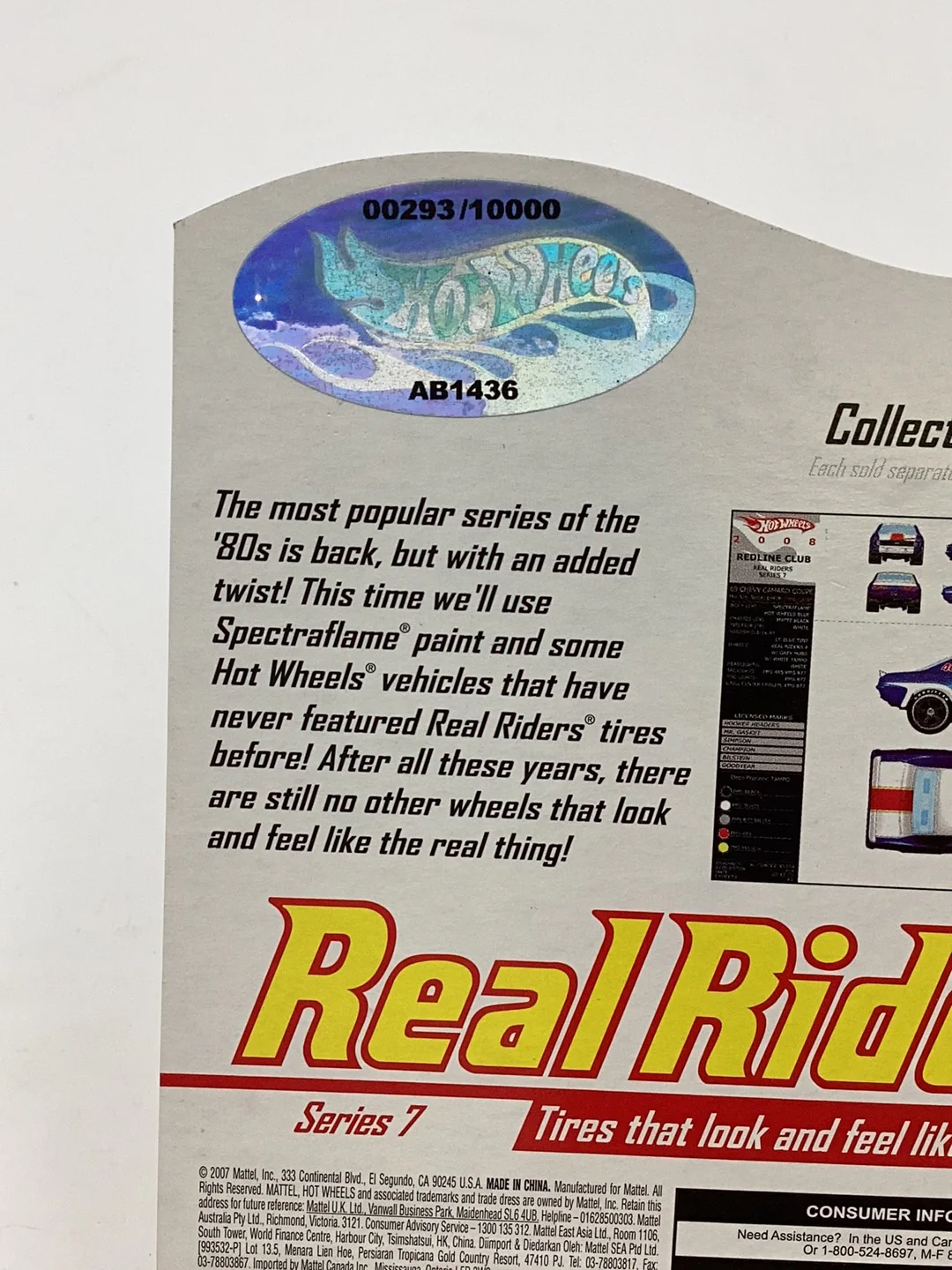 Hot wheels RLC Real Riders Series 7 6/6 69 Camaro 293/10000 - Image 8