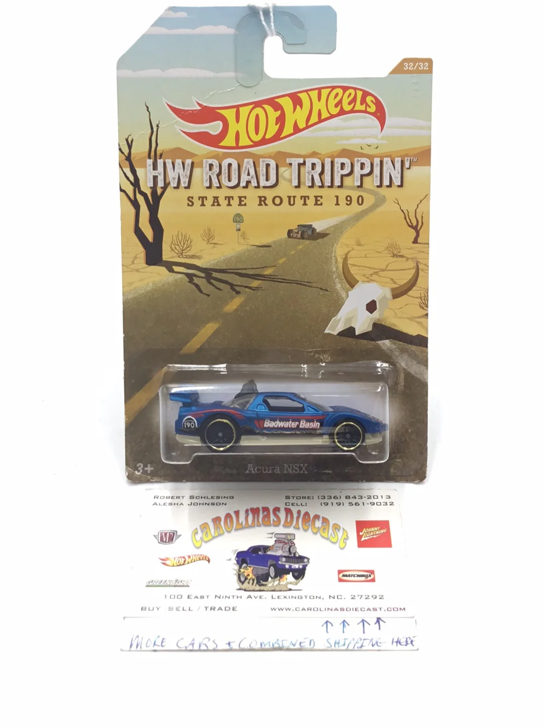 Hot Wheels Road Trippin Acura NSX #32 (Bad Card) Y4