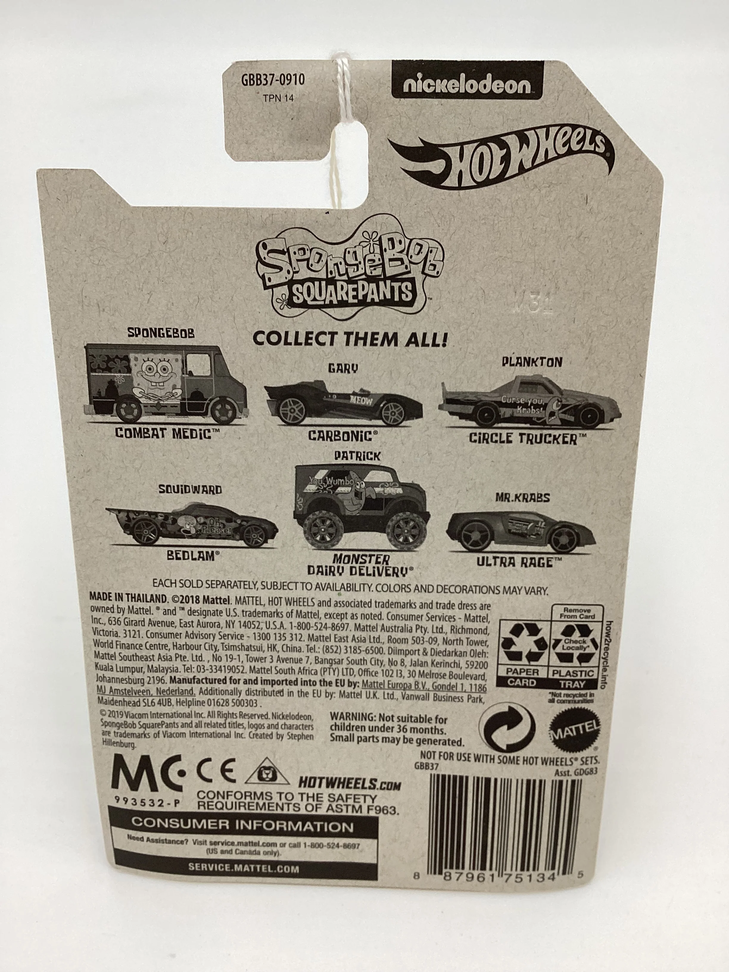 Hot Wheels Spongebob 20 Best Year Ever Set #1 Combat Medic Blue Spongebob 161A - Image 7