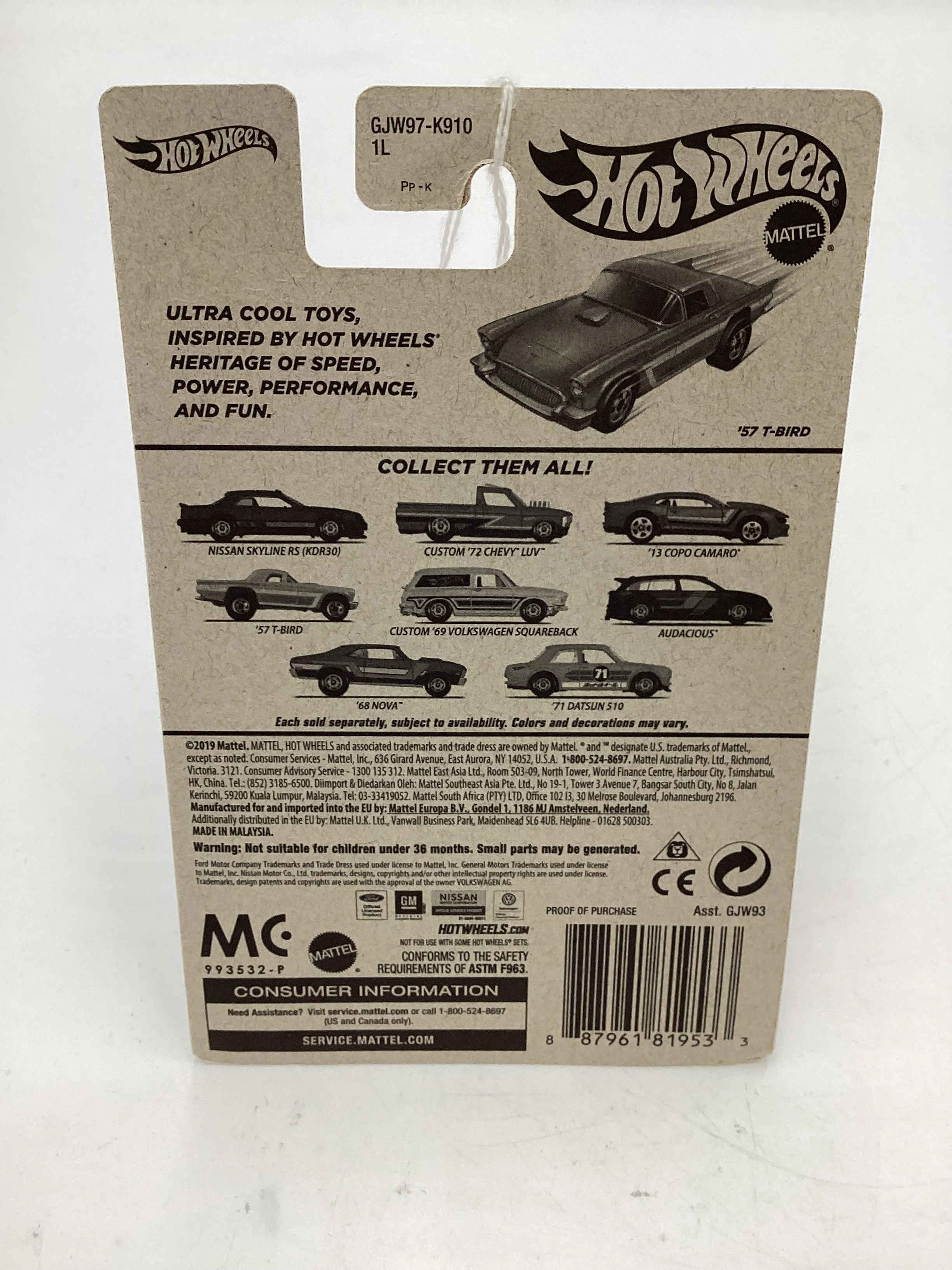 Hot Wheels Target Exclusive Flying Customs 57 T-Bird Pink Cracked Blister 157C - Image 9