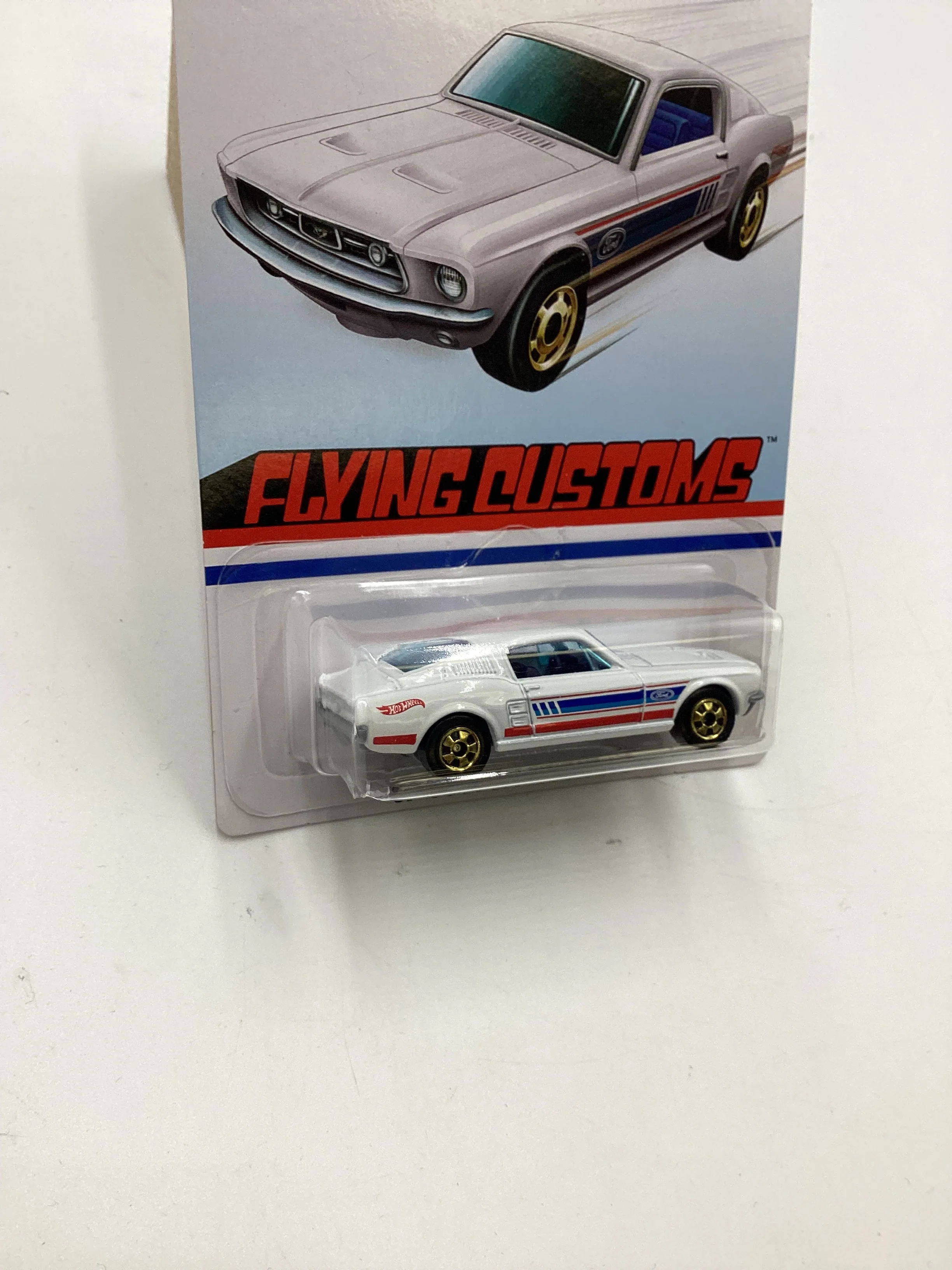 Hot Wheels Target Exclusive Flying Customs 67 Custom Mustang White Cracked Blister 157E - Image 5