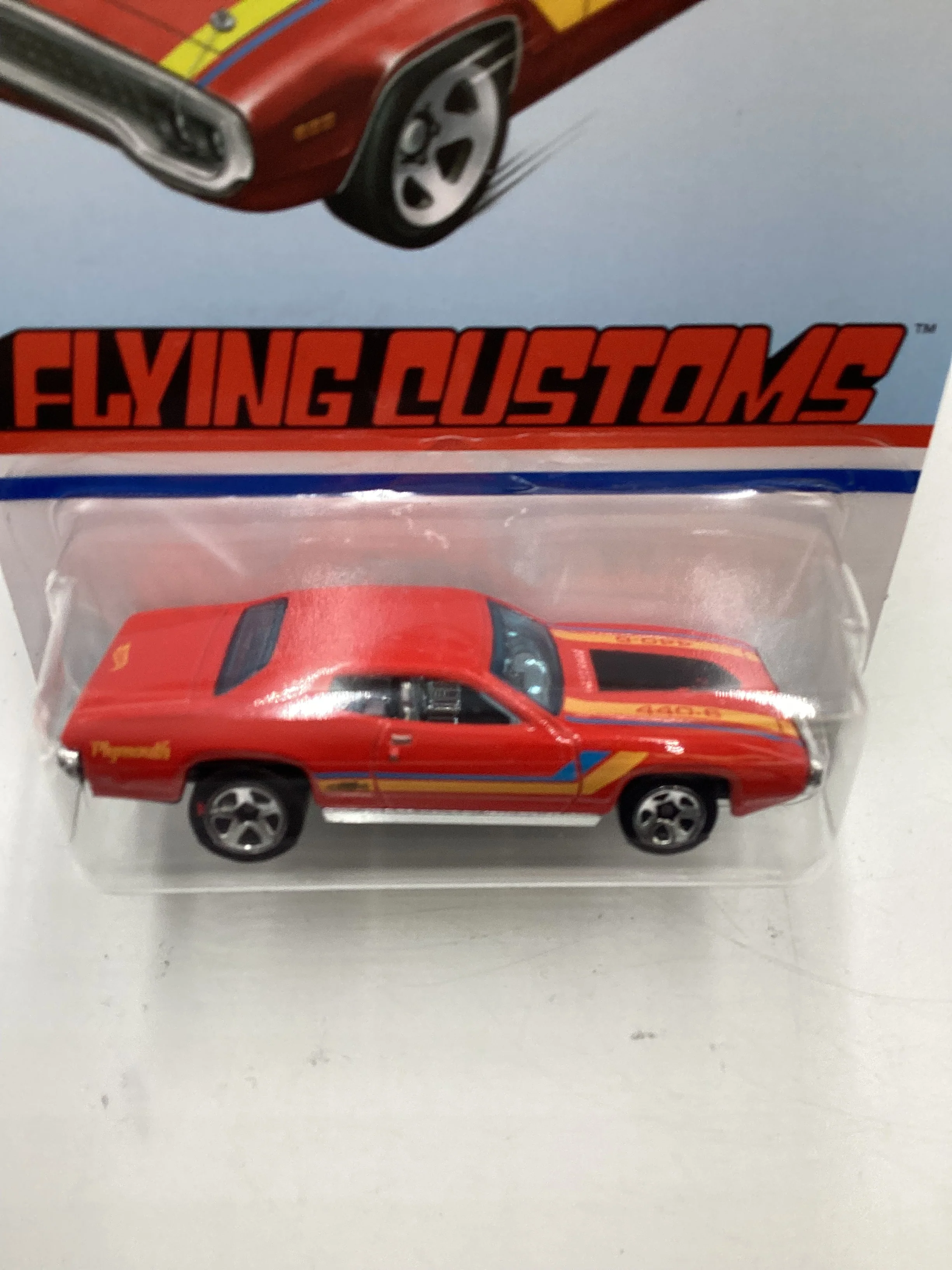 Hot Wheels Target Exclusive Flying Customs 71 Plymouth GTX Red Cracked Blister 157C - Image 6
