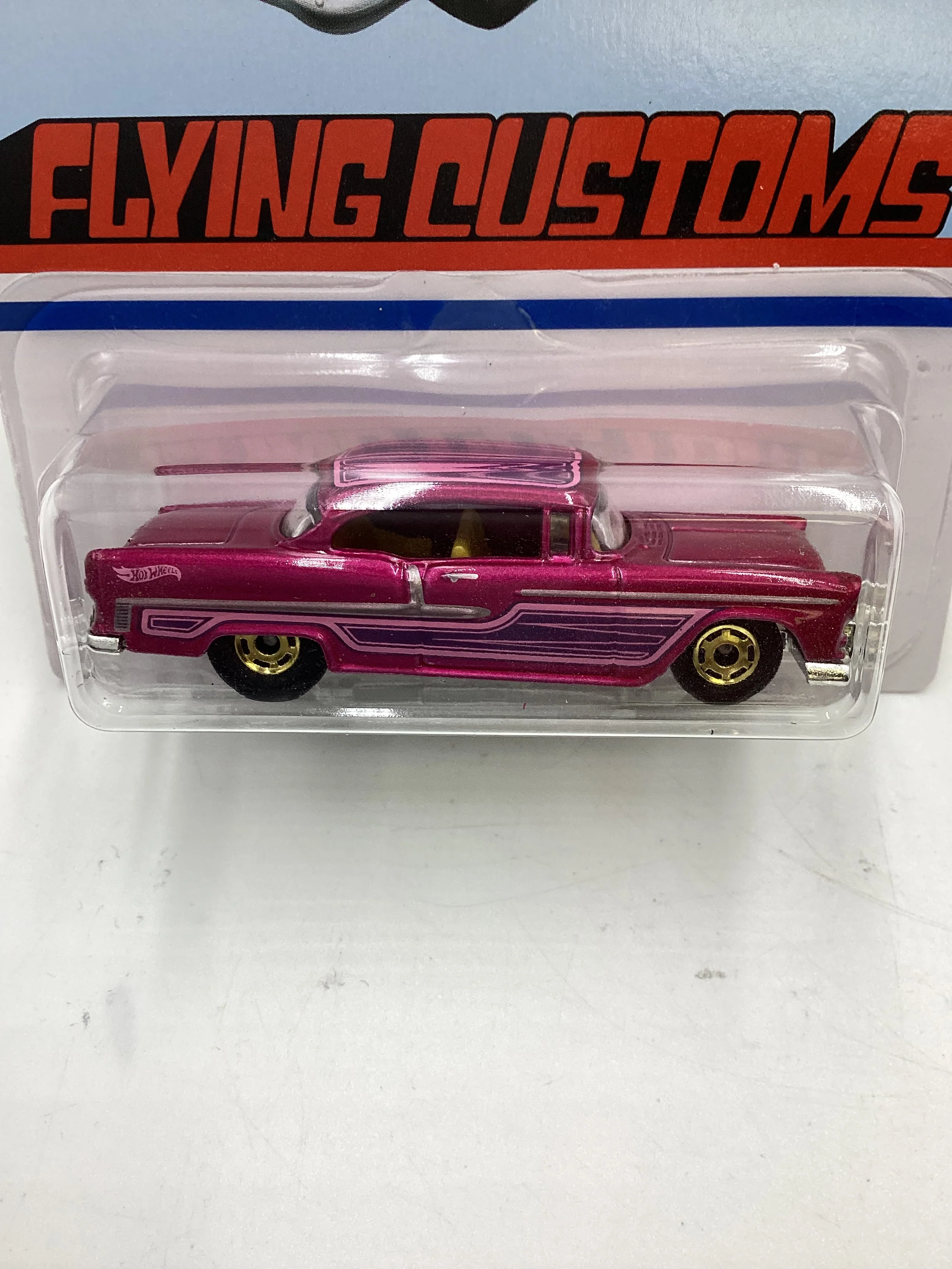 Hot Wheels Target Exclusive Flying Customs 55 Chevy Pink 150A - Image 3