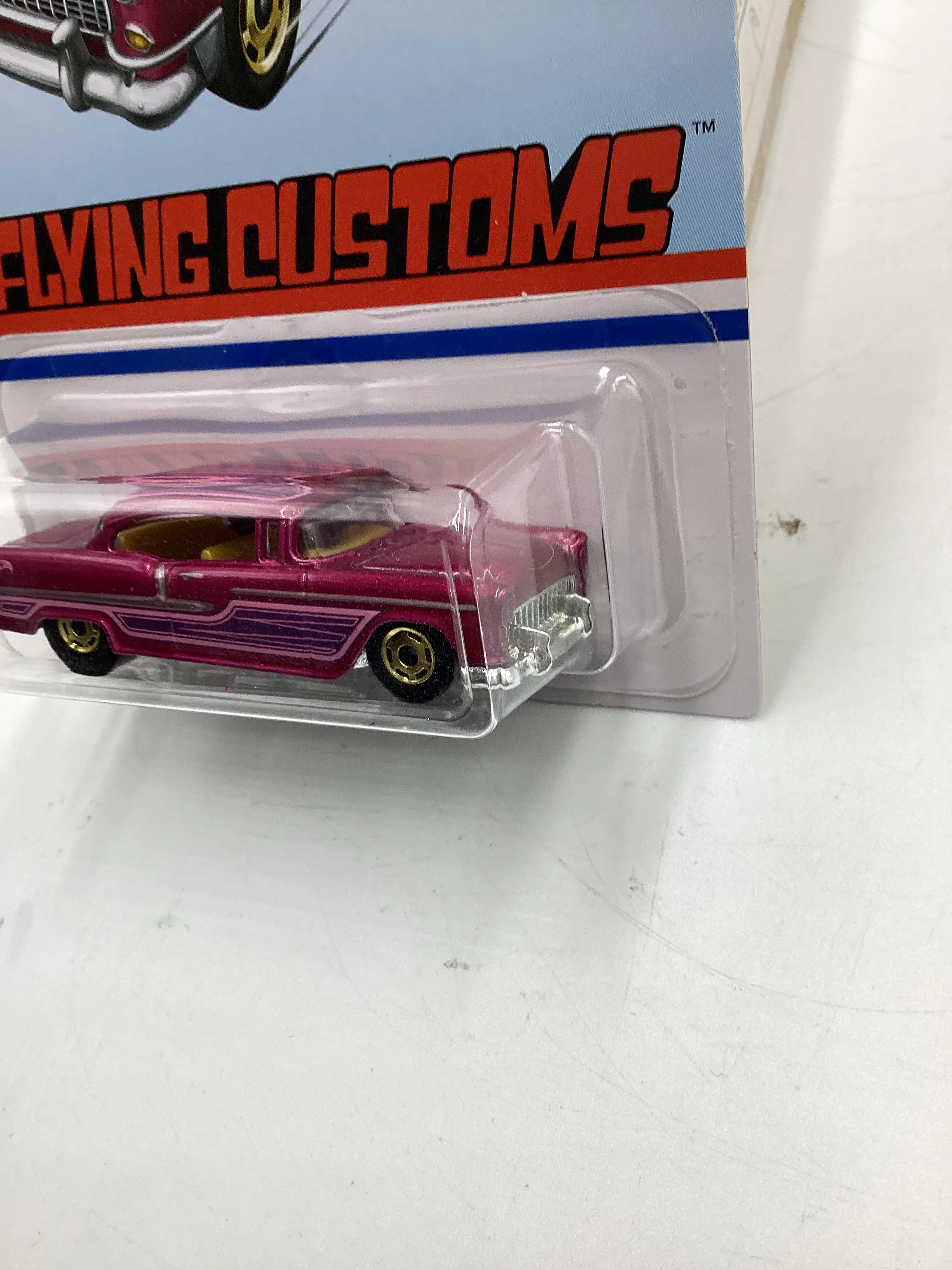 Hot Wheels Target Exclusive Flying Customs 55 Chevy Pink 150A - Image 4