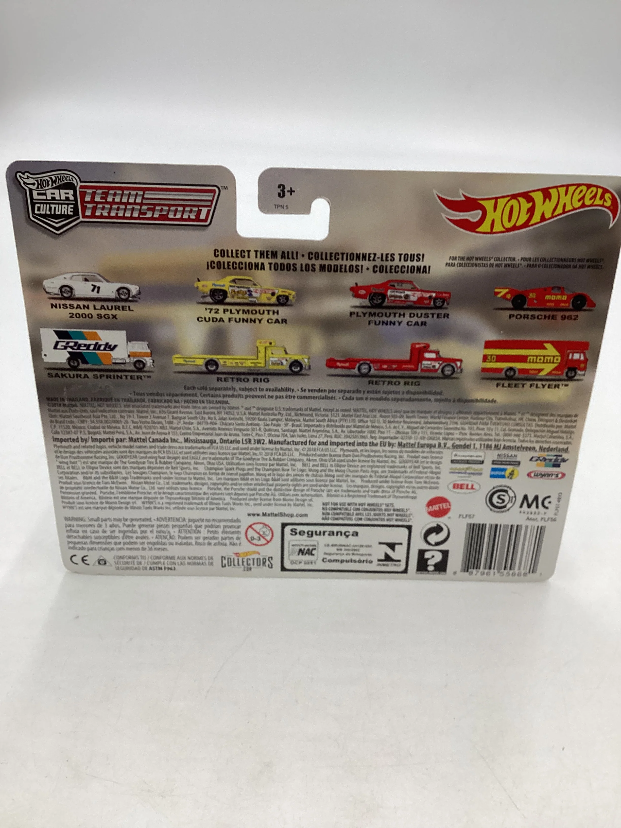 2018 HOT WHEELS Team Transport 72 Plymouth Cuda Snake Funny Car & Retro Rig #4 with protector - Image 8