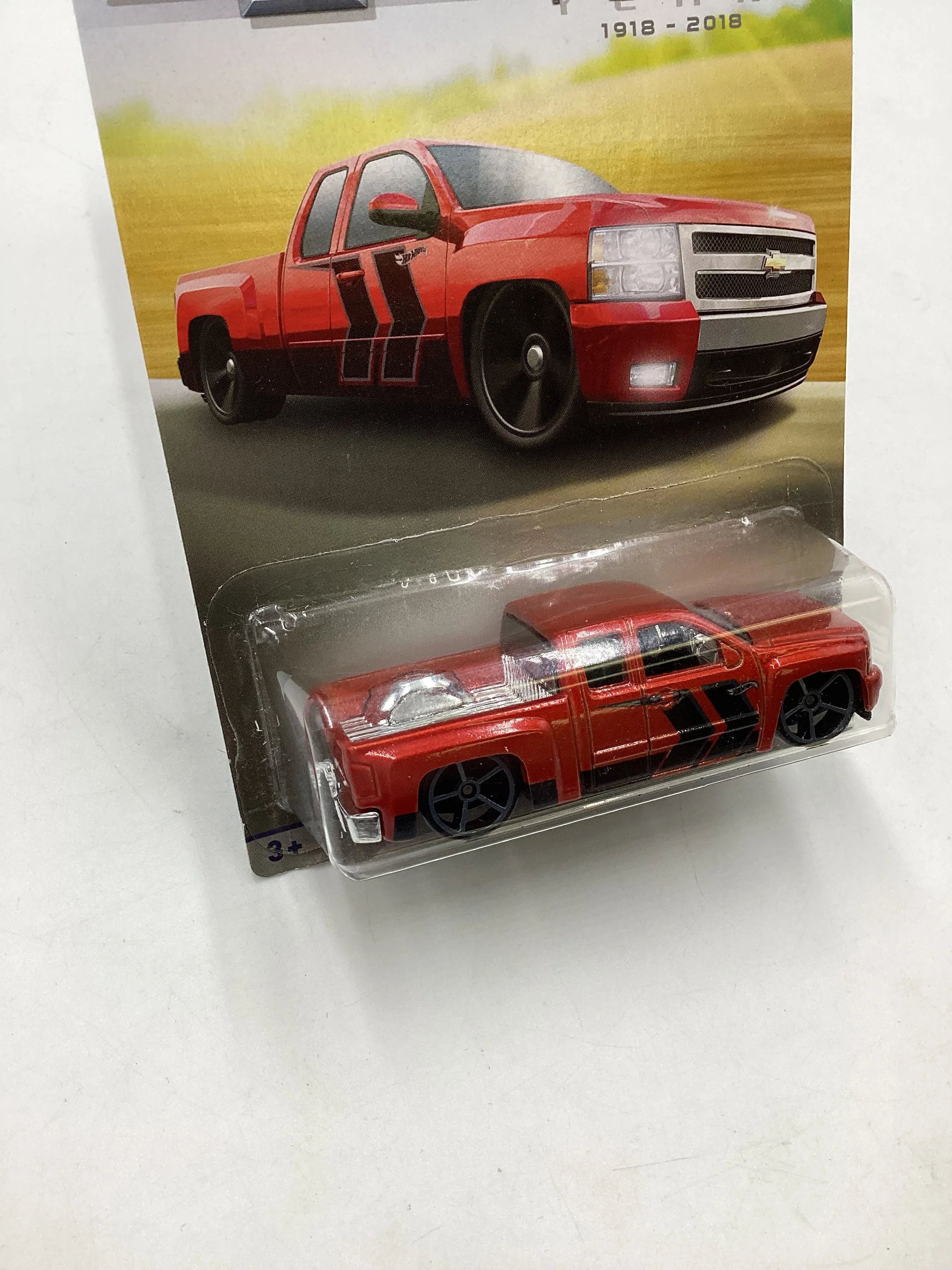 Hot Wheels Walmart 100 Years Chevy #7 Chevy Silverado Red 161S - Image 5