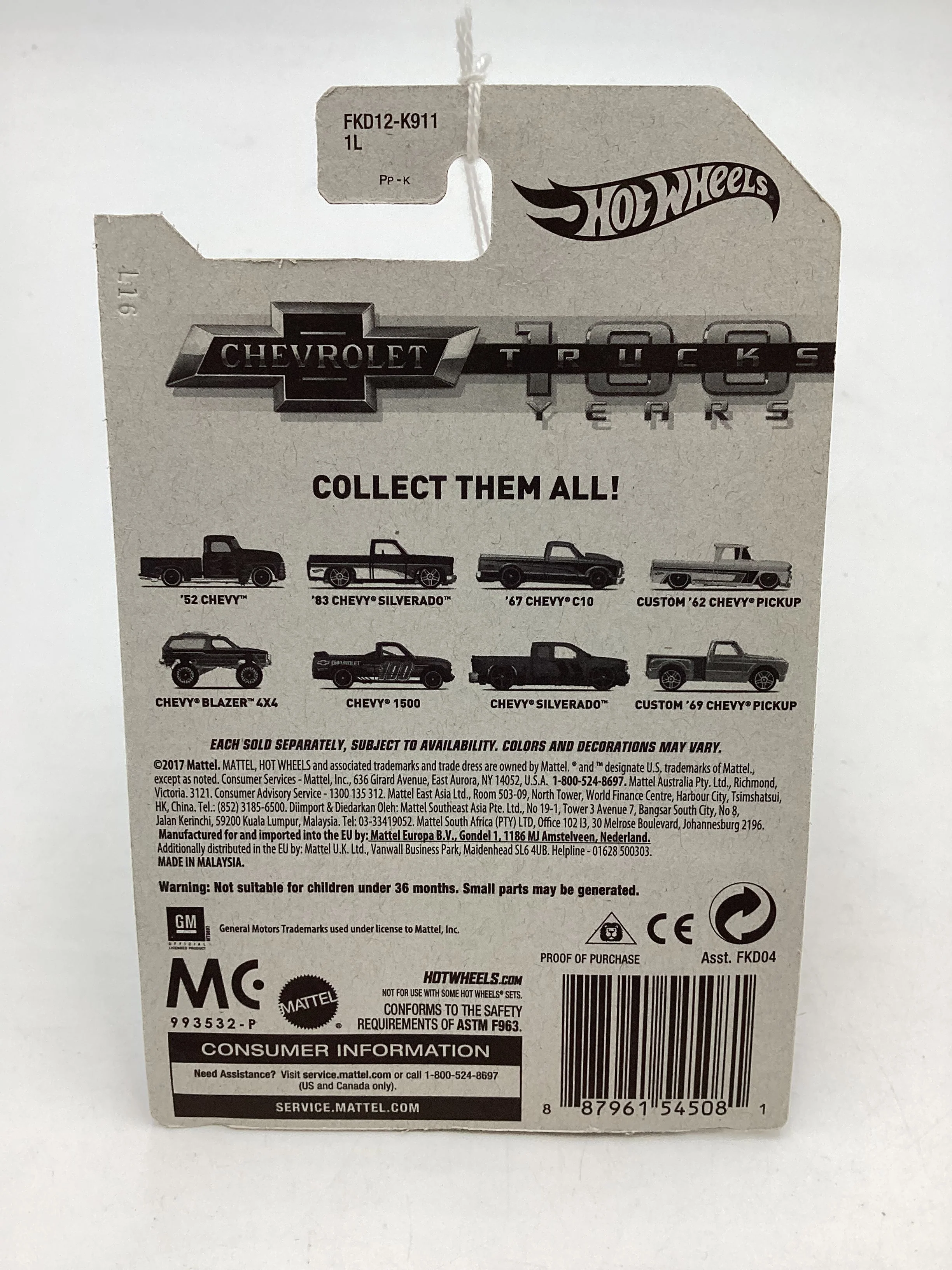 Hot Wheels Walmart 100 Years Chevy #7 Chevy Silverado Red 161S - Image 7