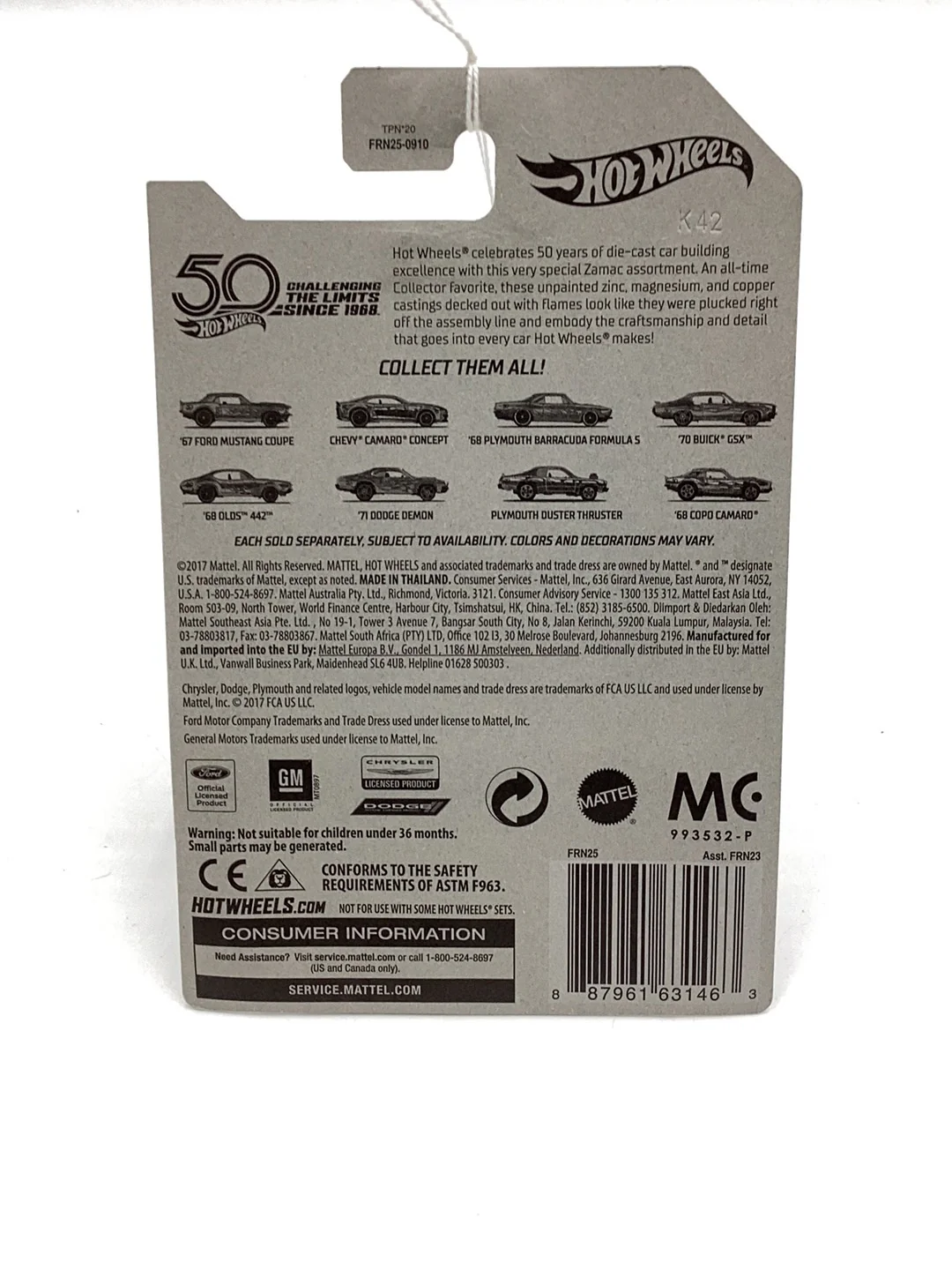 Hot Wheels Zamac 50th Set Chevy Camaro Concept 2/8 149B - Image 7