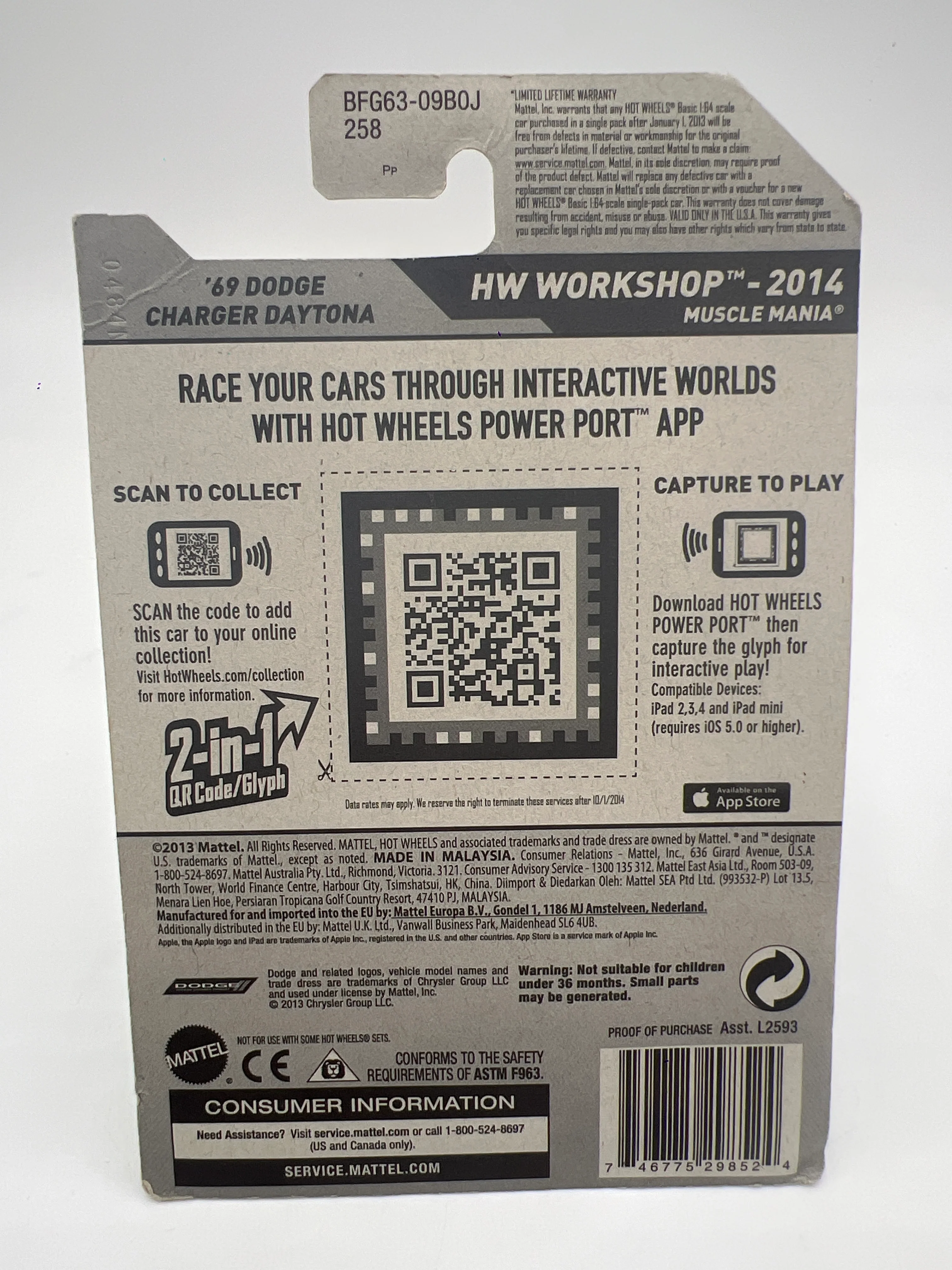HW 2014 Hot wheels Workshop #234 69 Dodge Charger Daytona 40B *Card Not Perfect* - Image 6