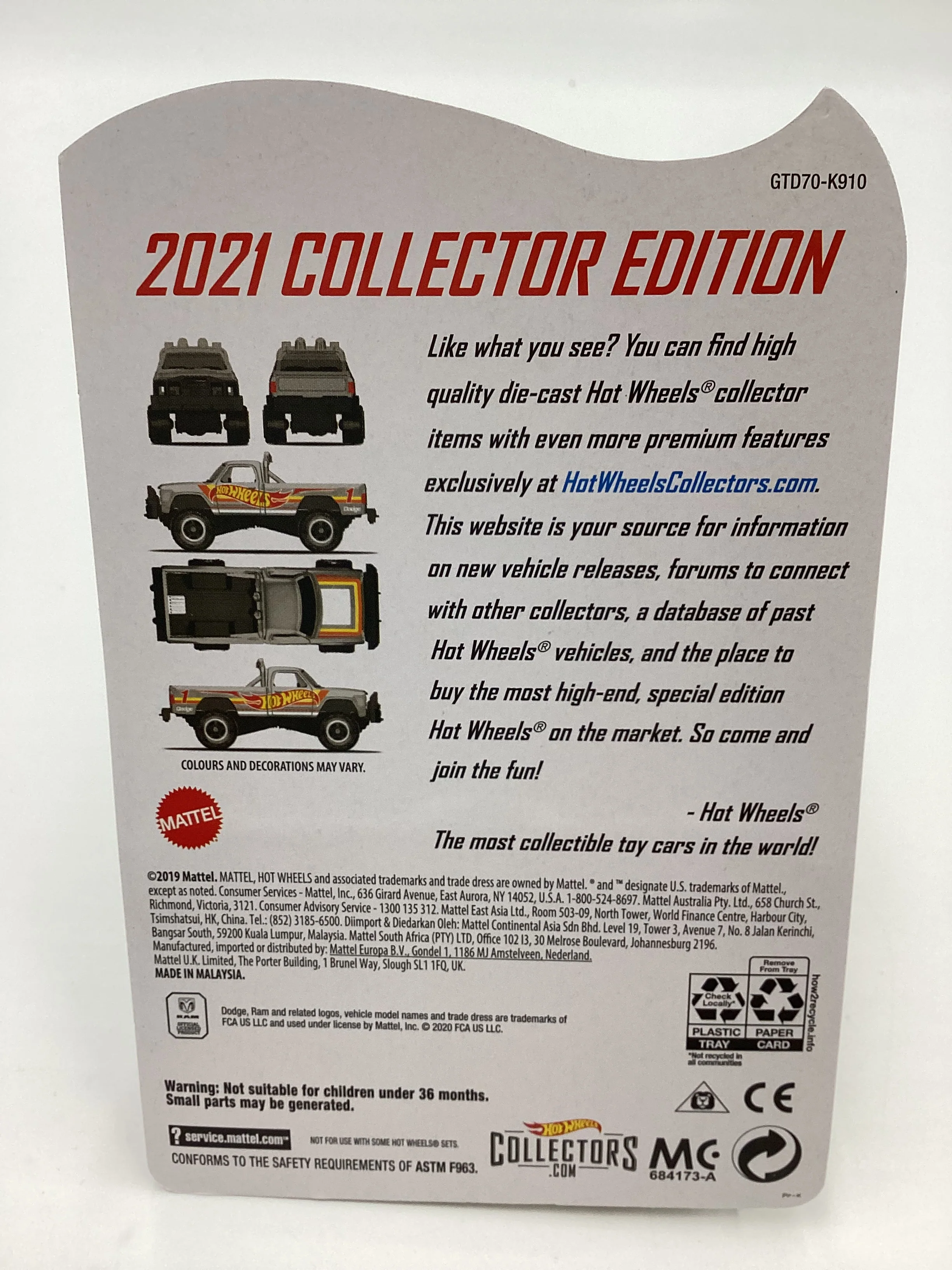 2021 Hot Wheels Collectors Edition Zamac Mail in #1 1980 Dodge Macho Power Wagon with protector - Image 7